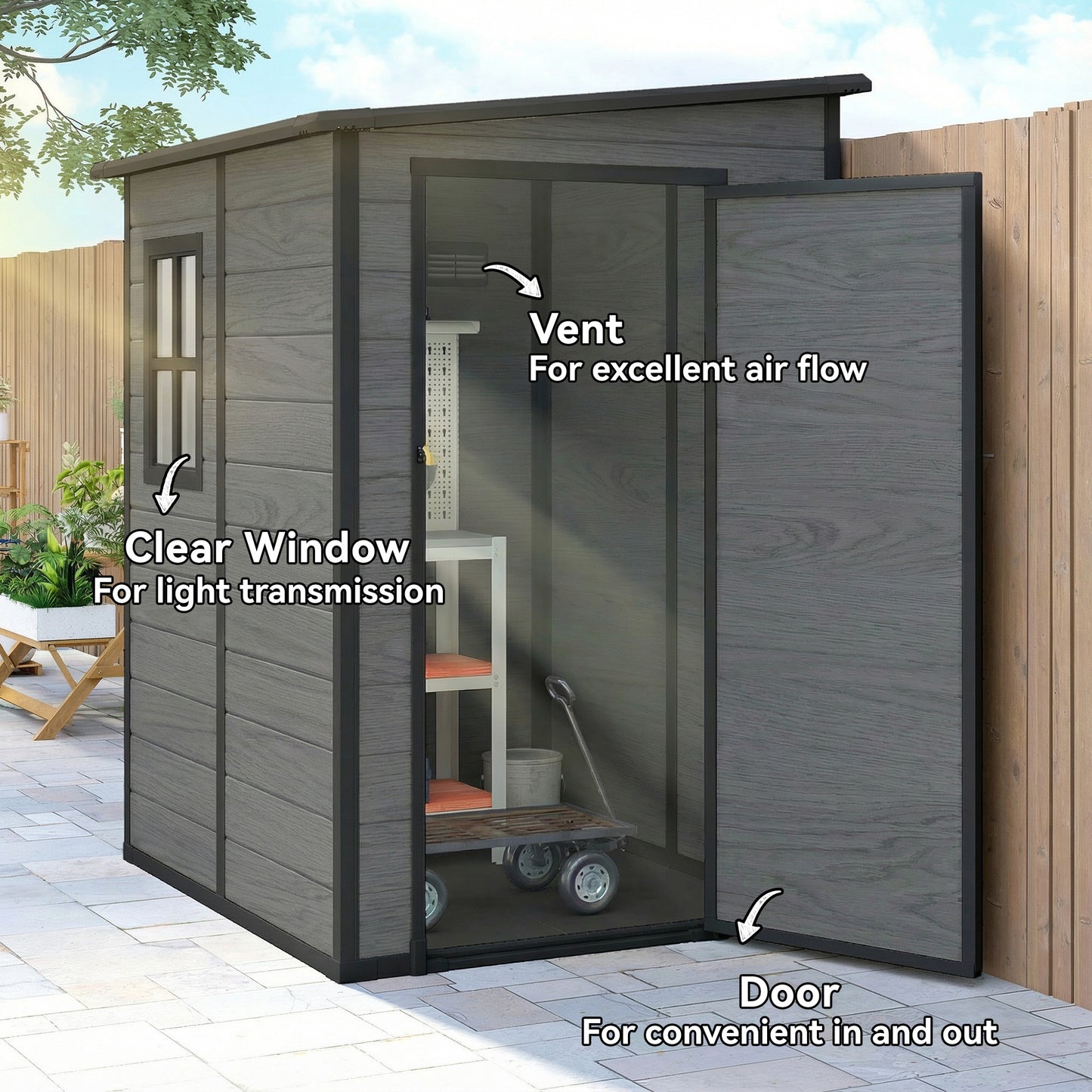 4'x5' Garden Storage Shed, Lean to Shed (1)