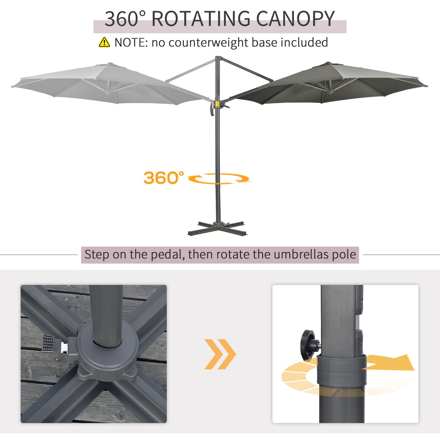 3 x 3(m) Cantilever Parasol with Cross Base