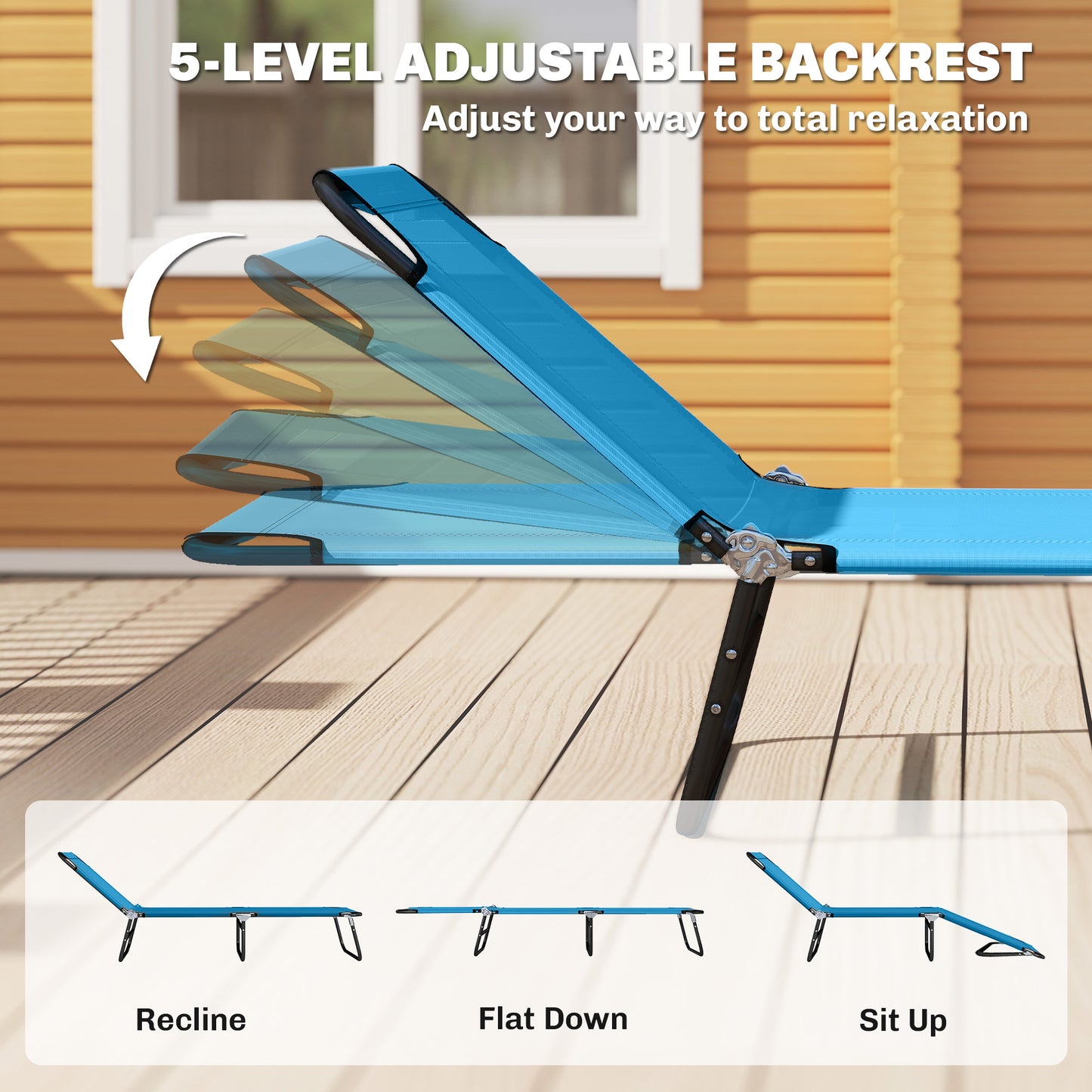 Garden Sun Lounger, with Five-Position Back (4)