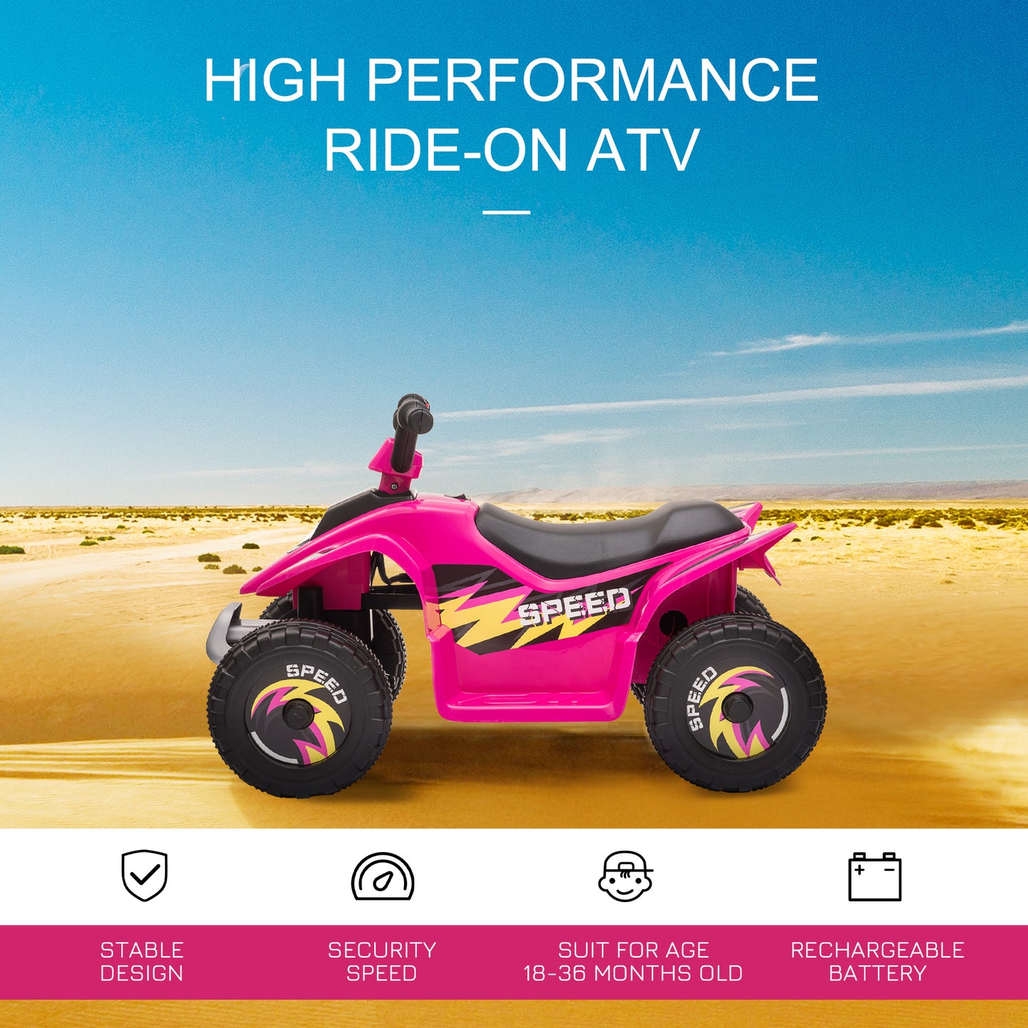 6V Kids Electric Ride on Car ATV Toy Quad Bike Four Big Wheels w/