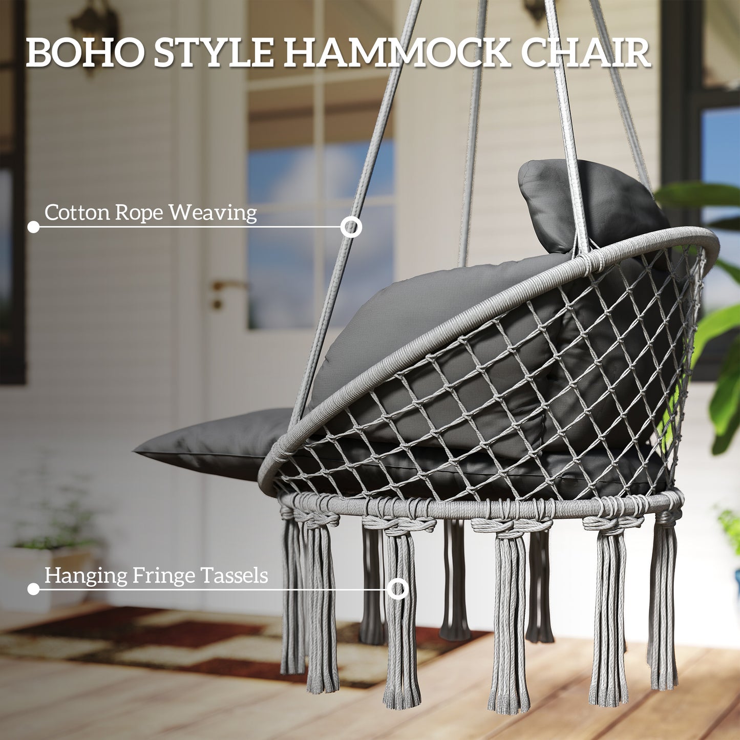Hanging Chair Outdoor Hammock Chair with Soft Cushion