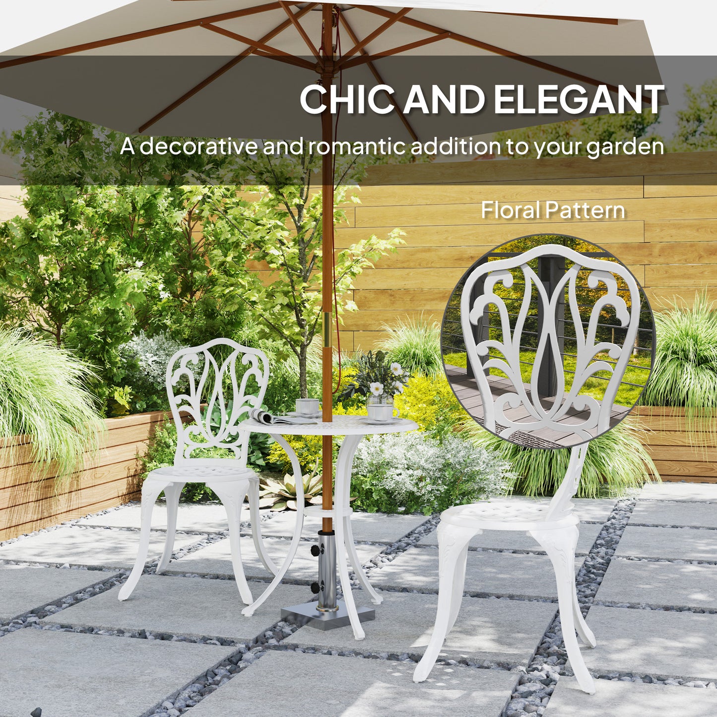 3 Piece Garden Bistro Set, Cast Aluminium Outdoor Furniture Set