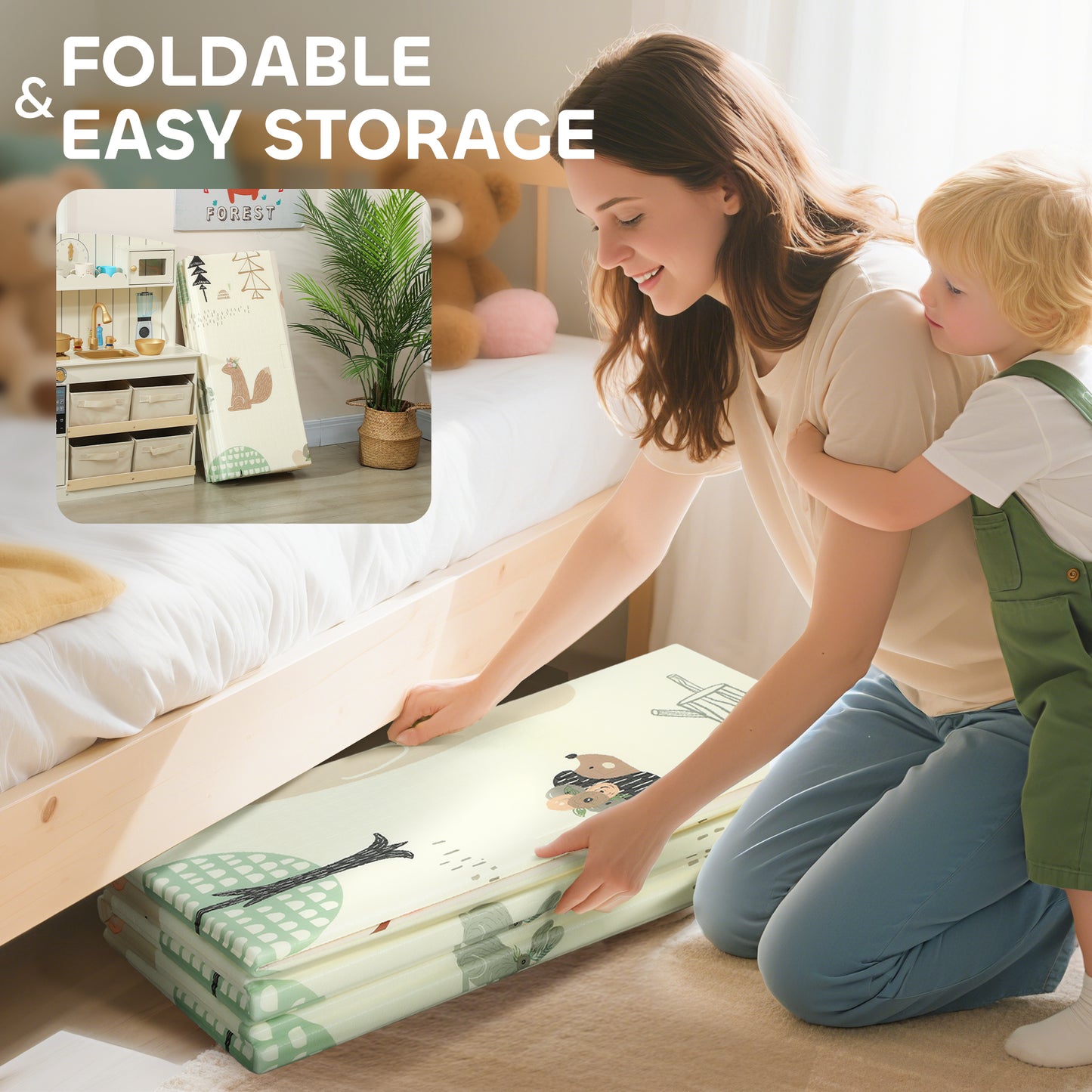 Baby Play Mat, Double Sideded Foldable Kids Crawling Mat