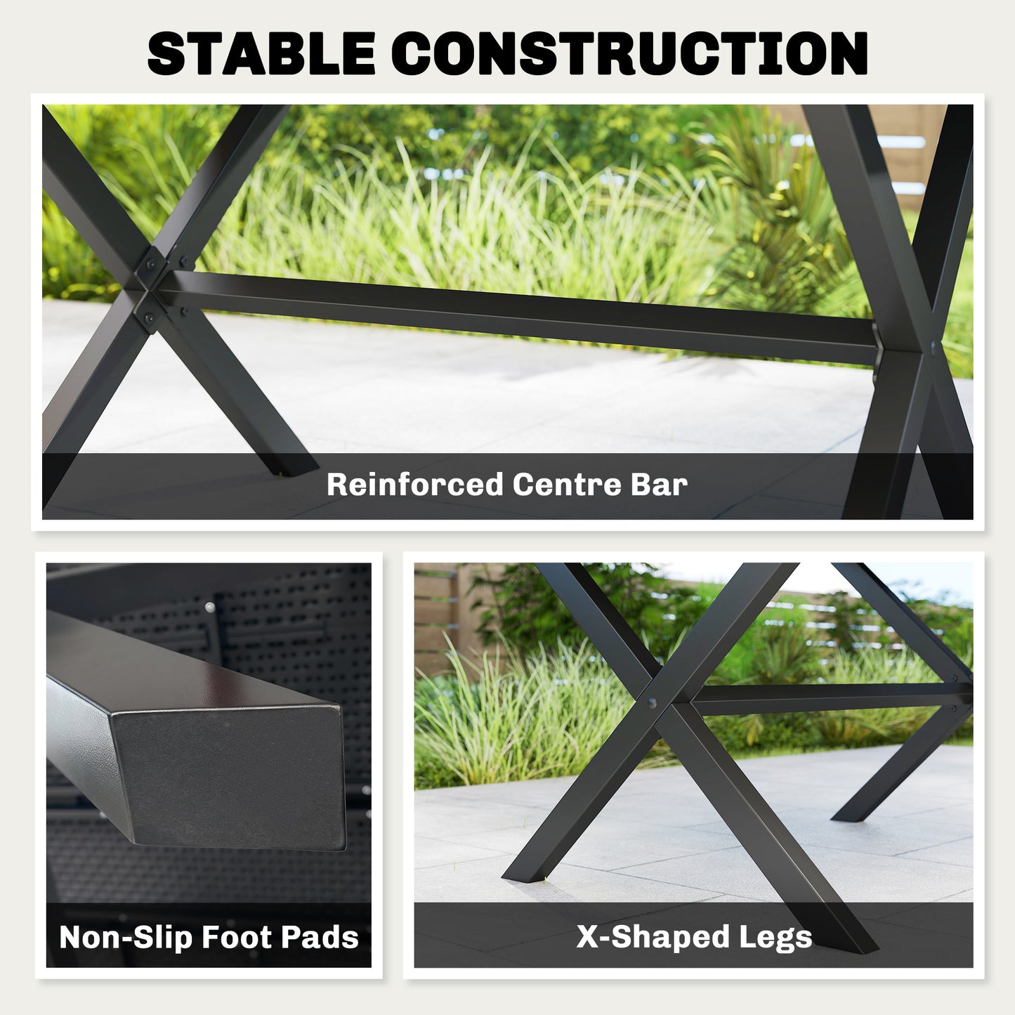 Garden Dining Table for 6, Rectangular Outdoor Table