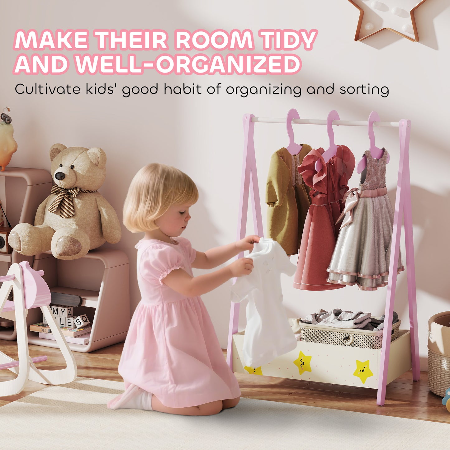Baby Clothing Rack with Hangers, Storage Shelf for Bedroom