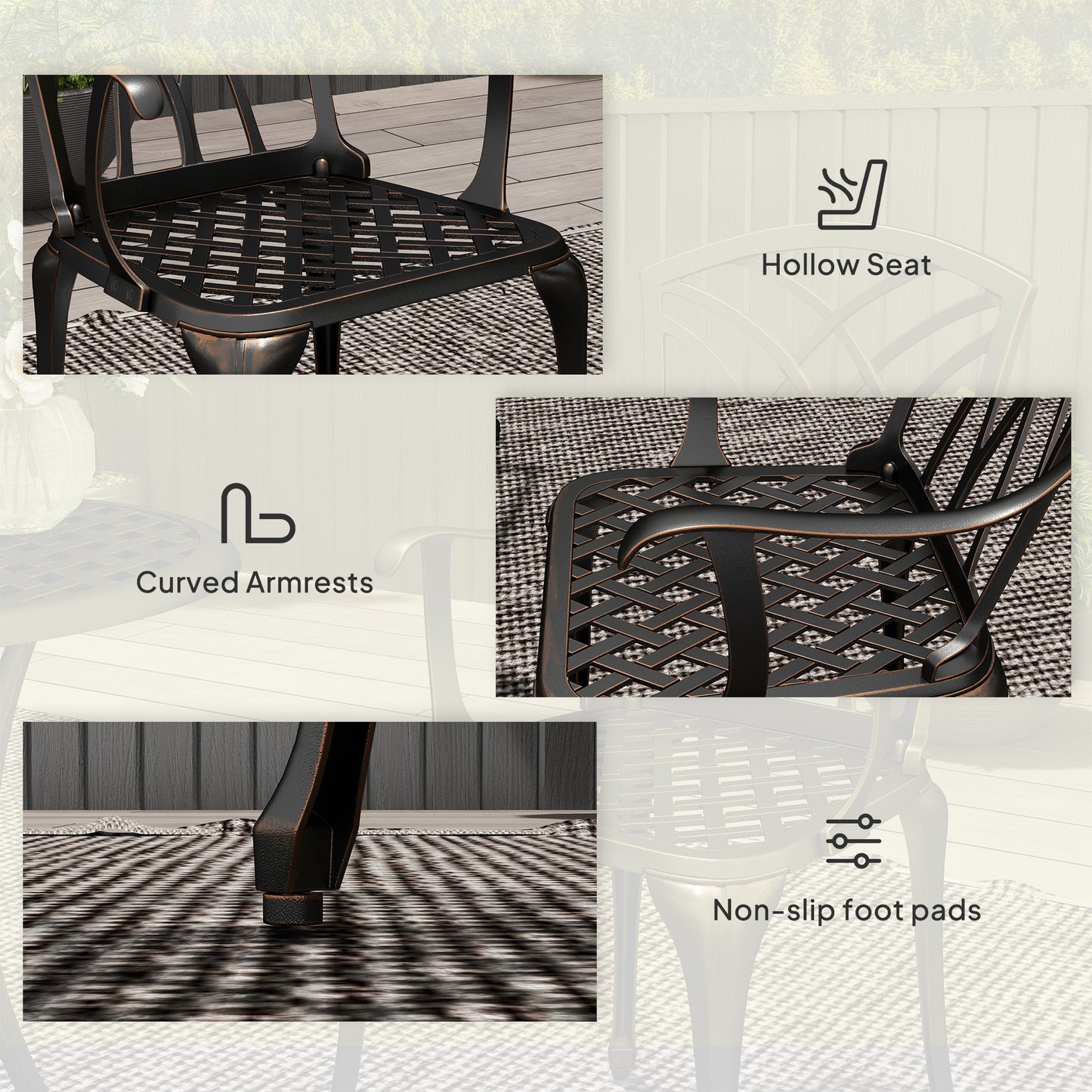 3 Pieces Garden Dining Set for 2