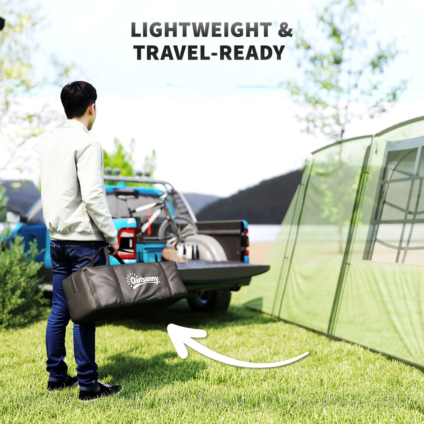 4 Man Tunnel Tent, Family Camping Tent with Porch