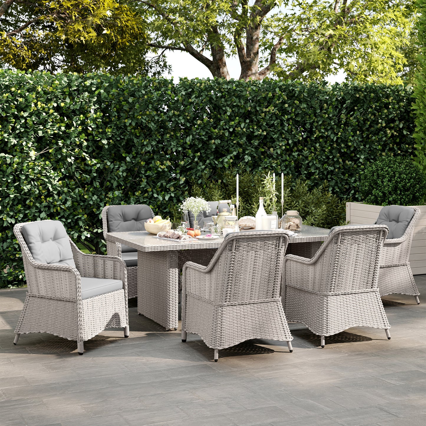 Seven-Piece Rattan Dining Set
