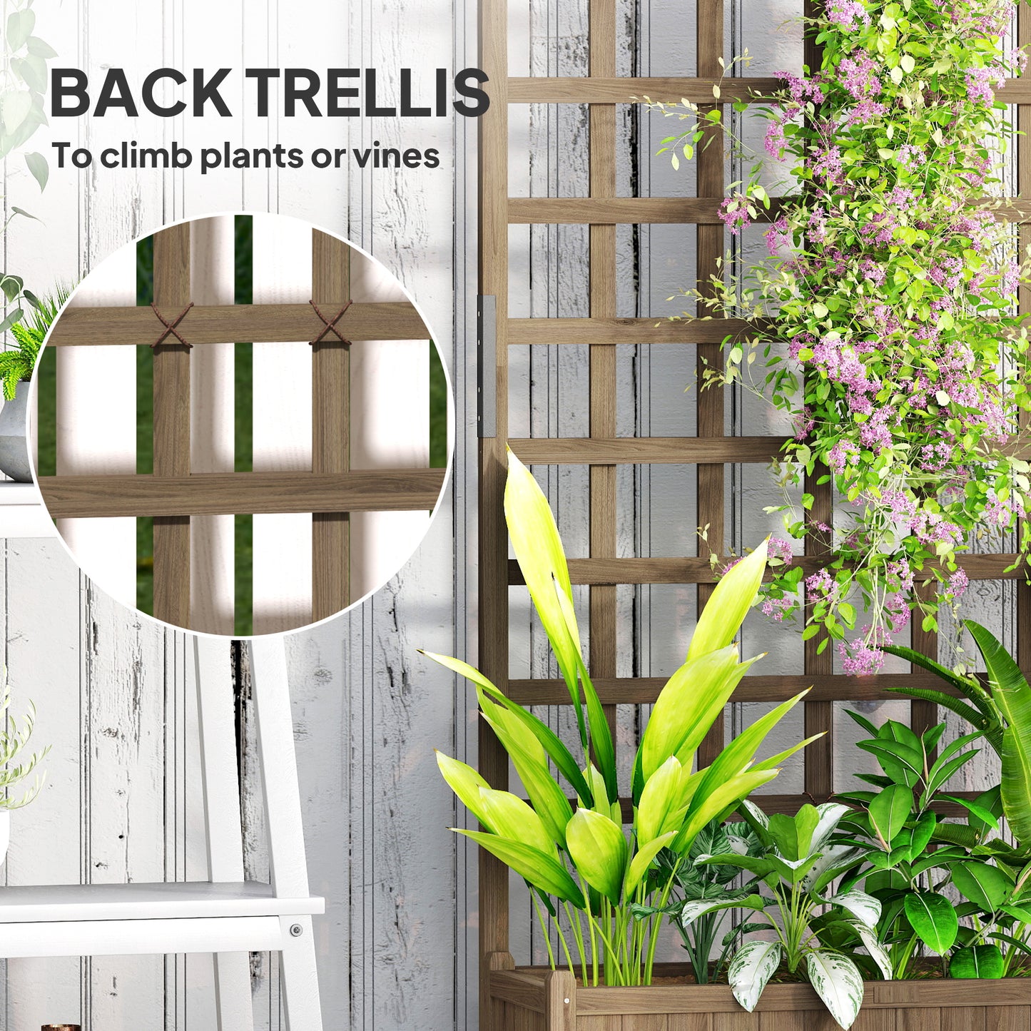 Wooden Trellis Planter, Raised Garden Bed with Wheels