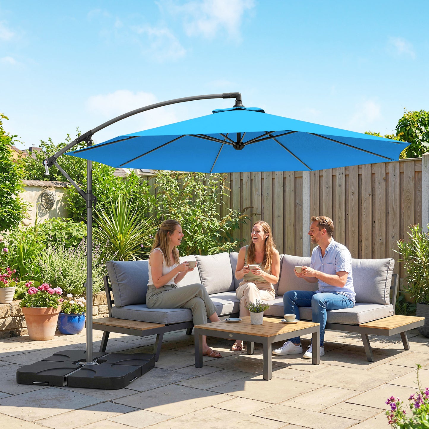 3m Overhanging Parasol, with Base, Weights and Cover