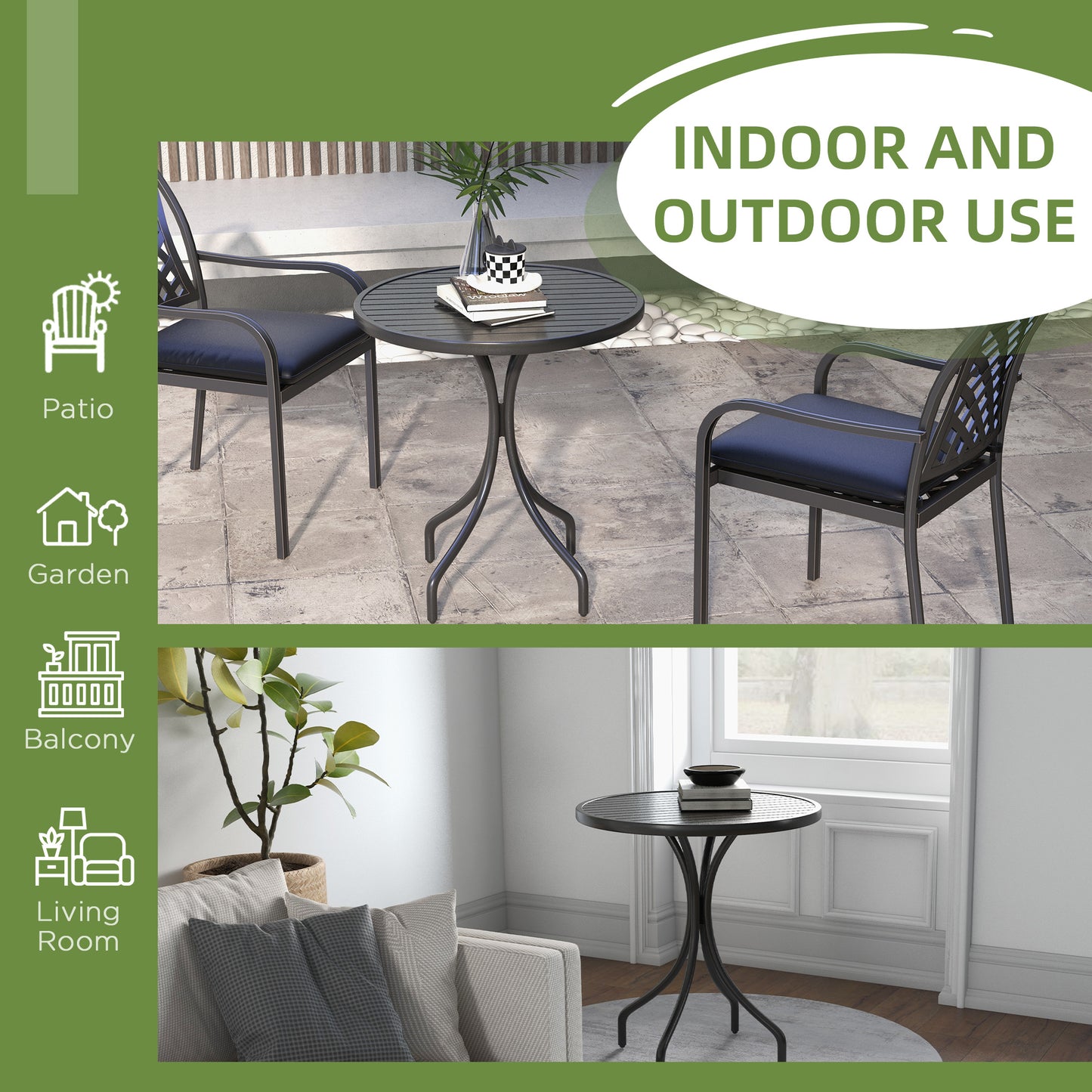 66cm Patio Table, Round Garden Table