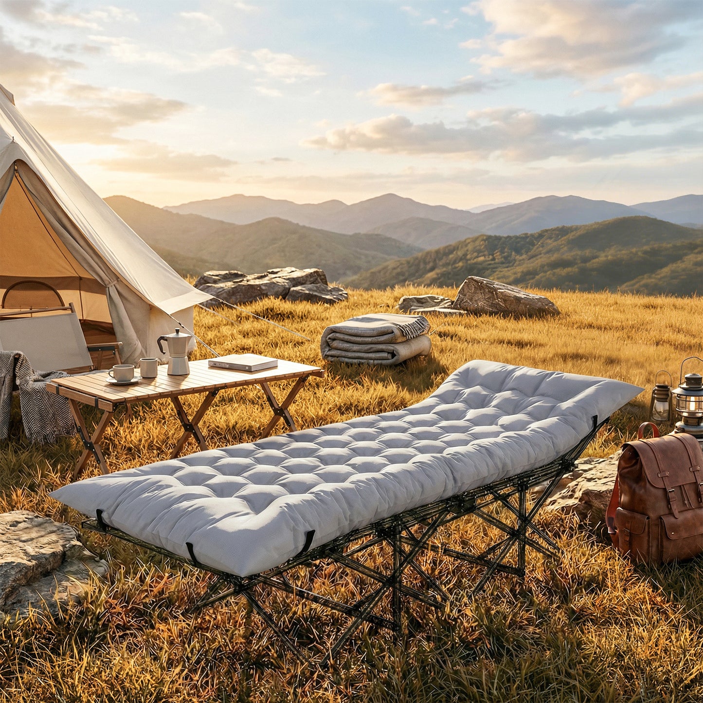 Sleeping Mat, Foldable Camping Mattress Pad with Elastic Straps