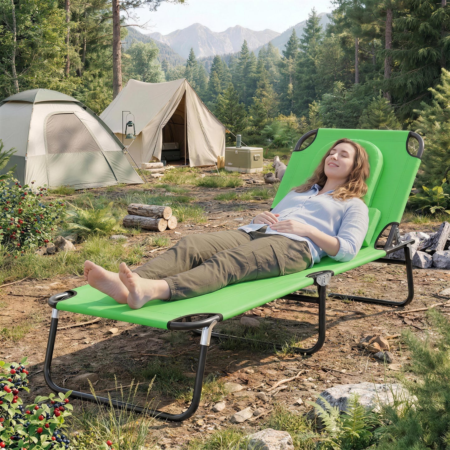 Folding Sun Lounger with Face Hole