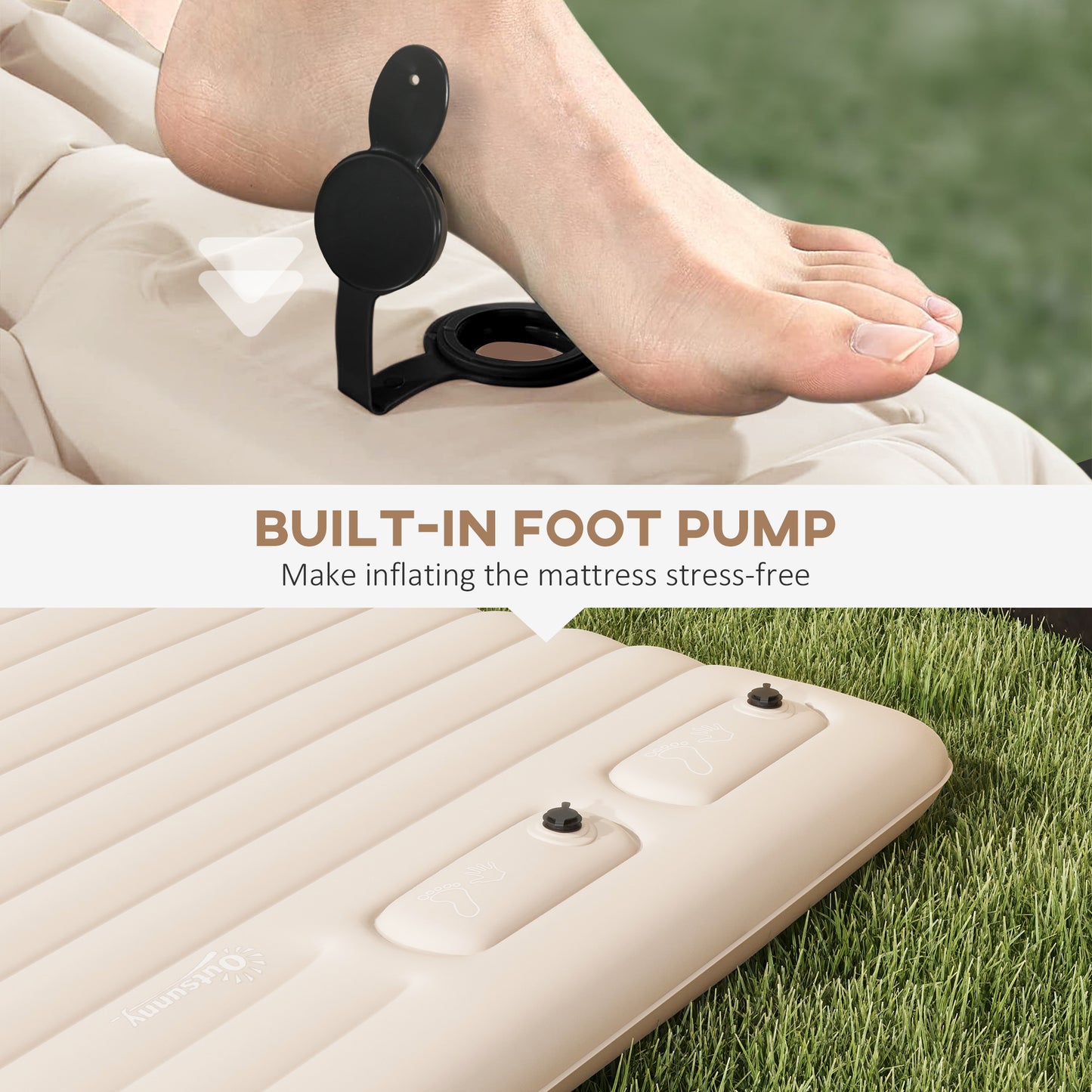 Double Inflatable Mattress, with Built-In Pump