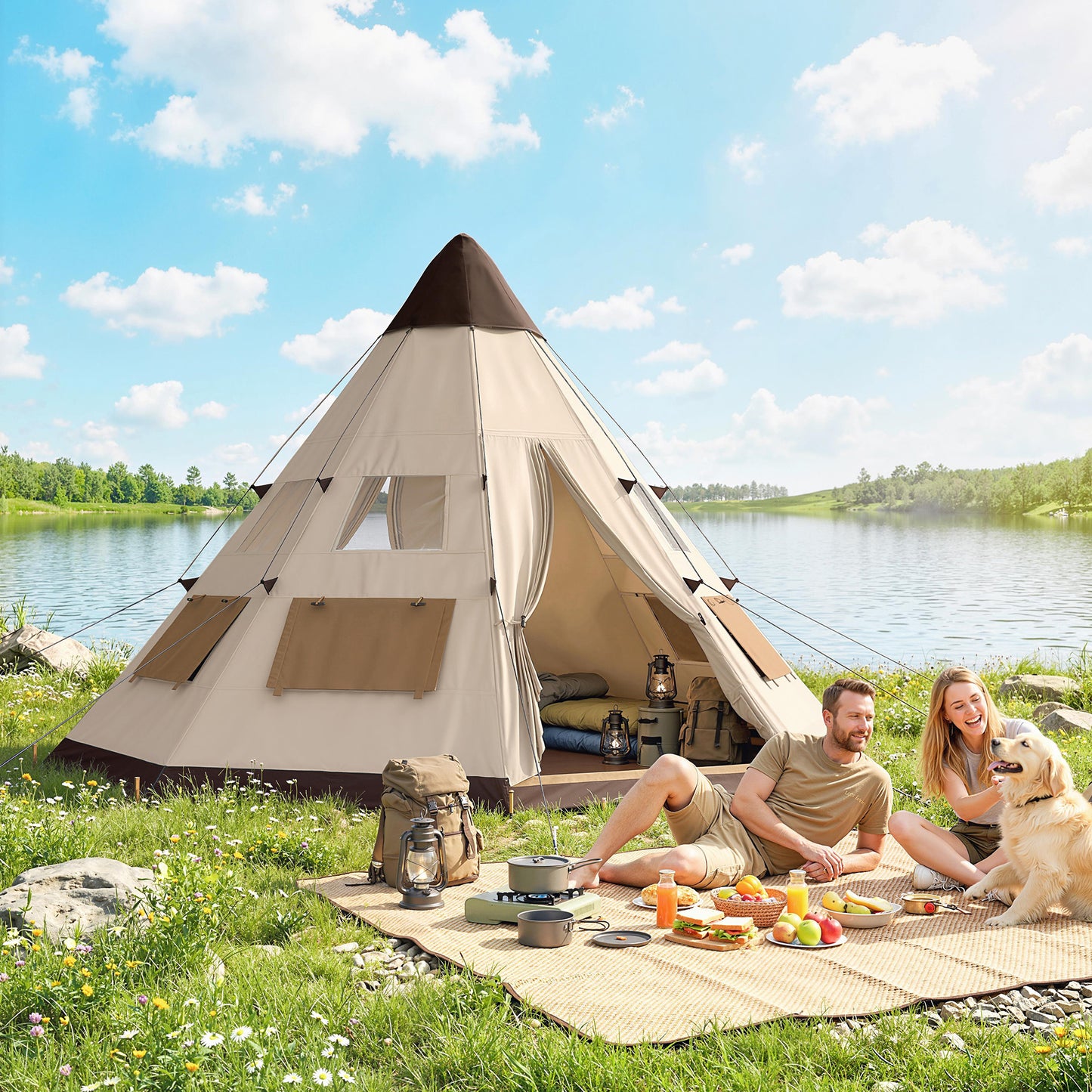 6 Men Tipi Tent with Carry Bag