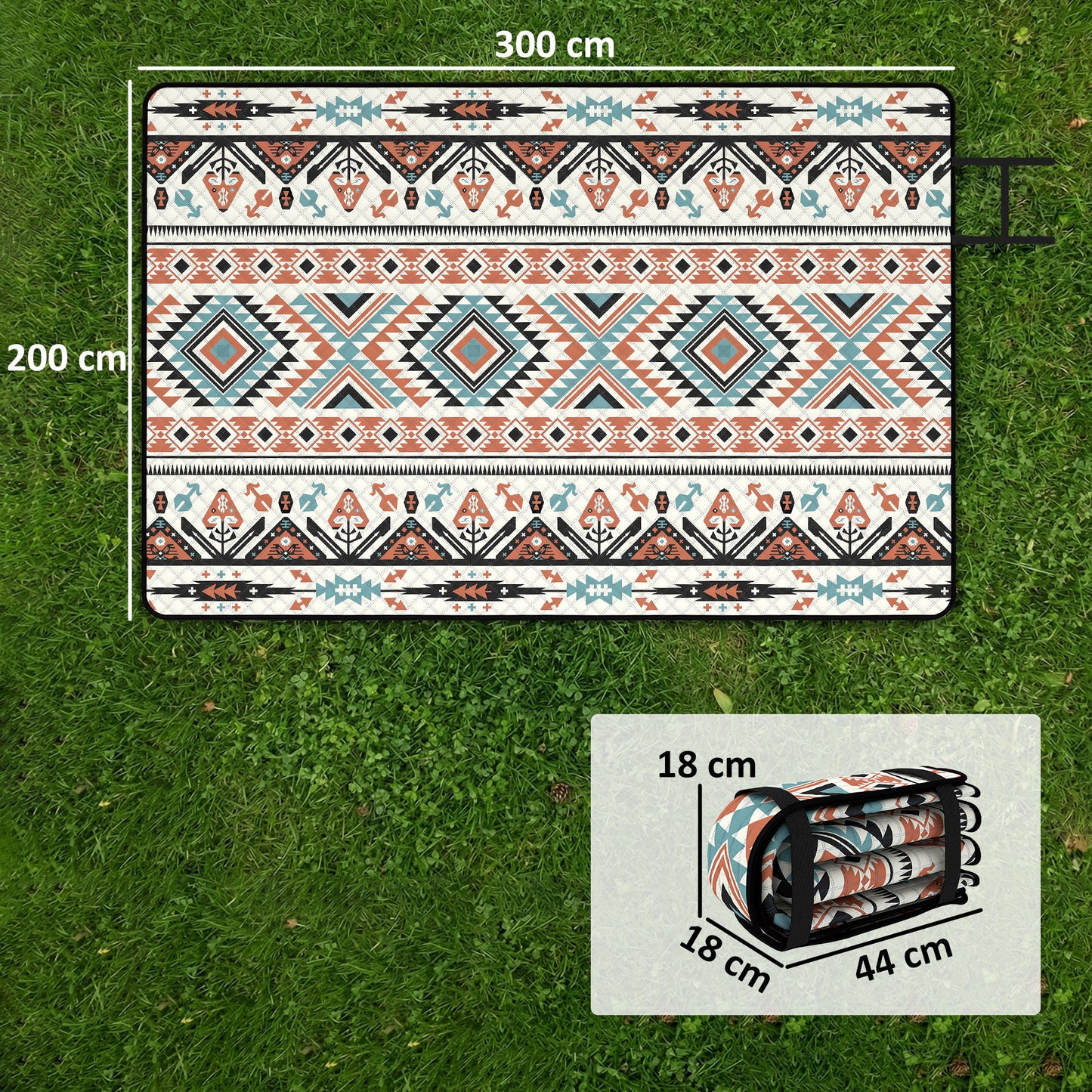 Picnic Blanket, 300x200CM Large Beach Blanket Outdoor Picnic Mat