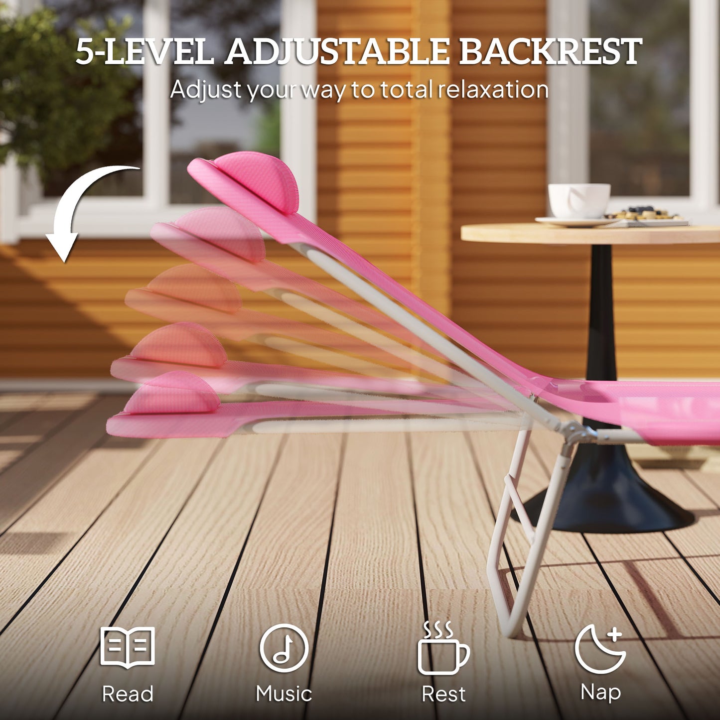 Folding Sun Lounger with Head Pillow