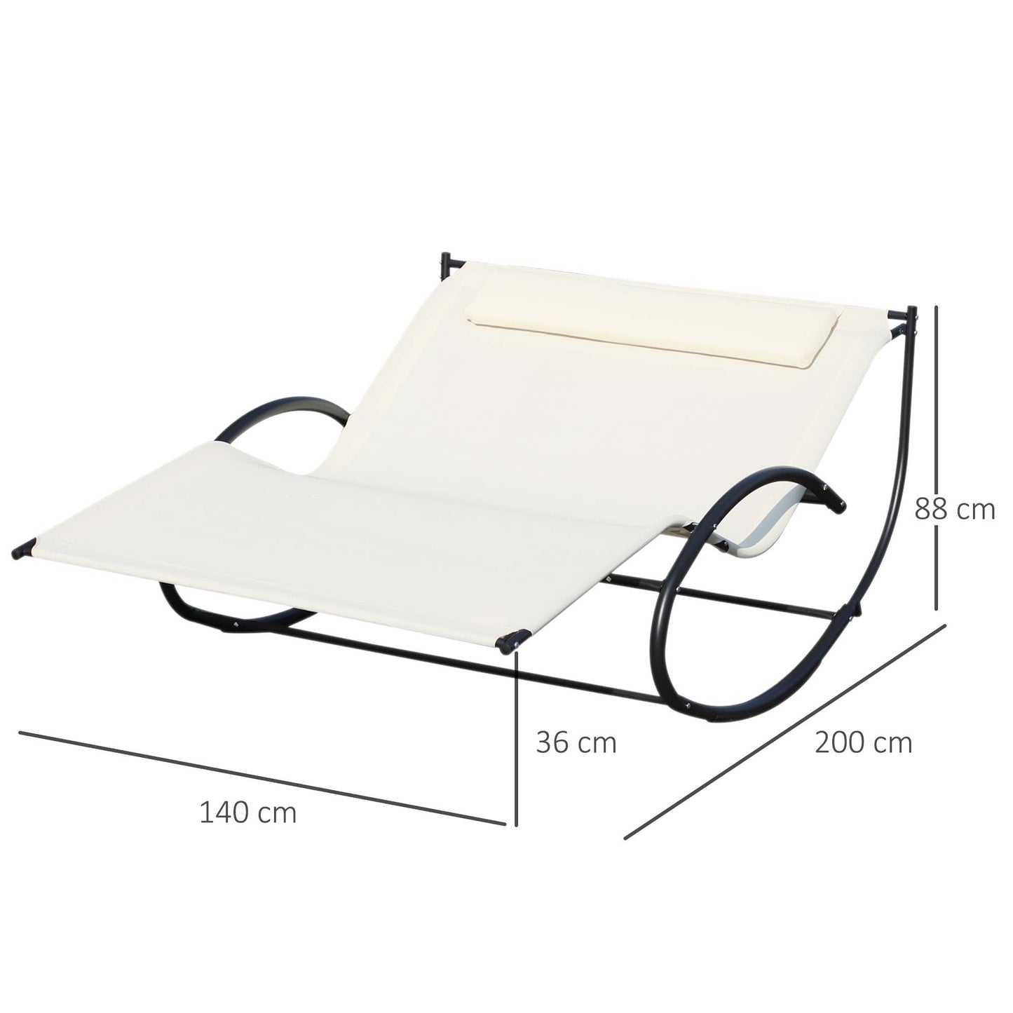 Double Sun Lounger, Rocking Lounger Sunbed Daybed with Armrest