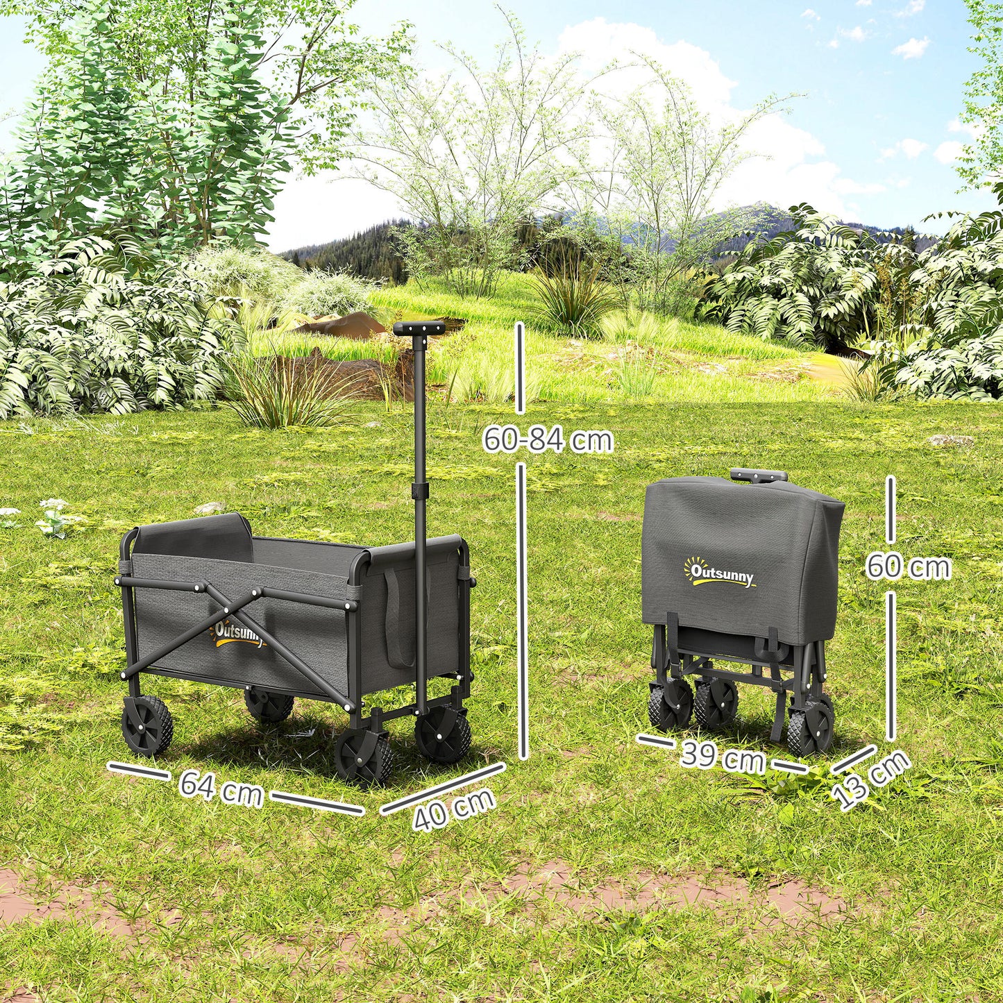 41L Festival Trolley on Wheels, Compact Garden Folding Trolley Cart