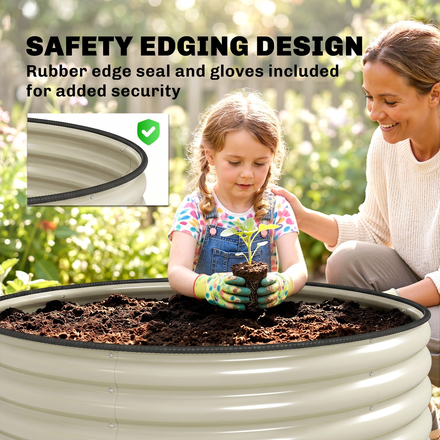 Galvanised Raised Garden Bed with Safety Edging