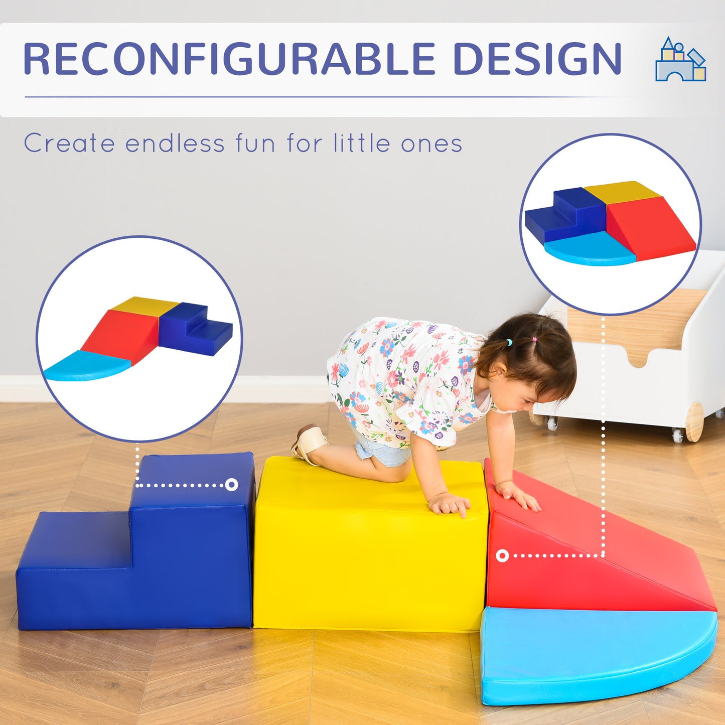 Soft Play 4-piece Climb and Crawl Foam Toddler Stairs