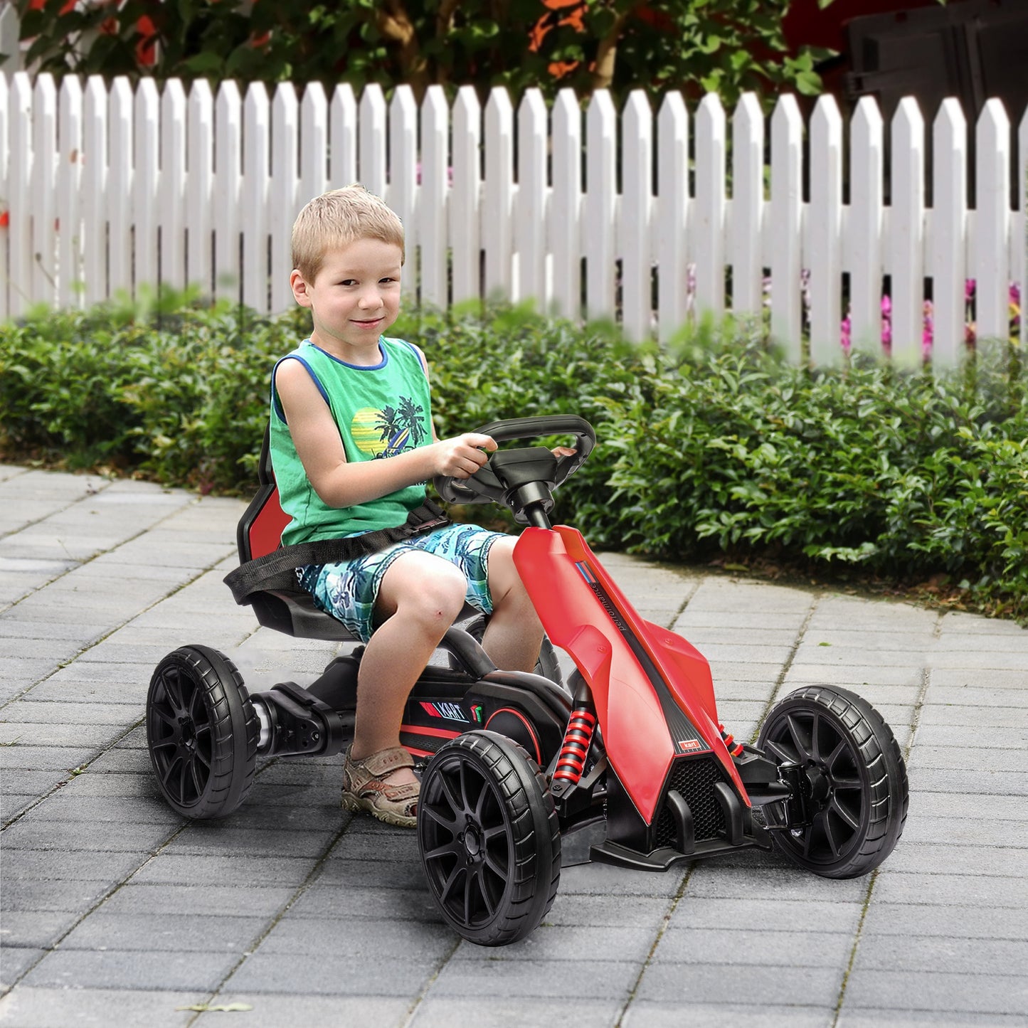 12V Electric Go-Kart for Kids, Ride-On Racing Go-Kart
