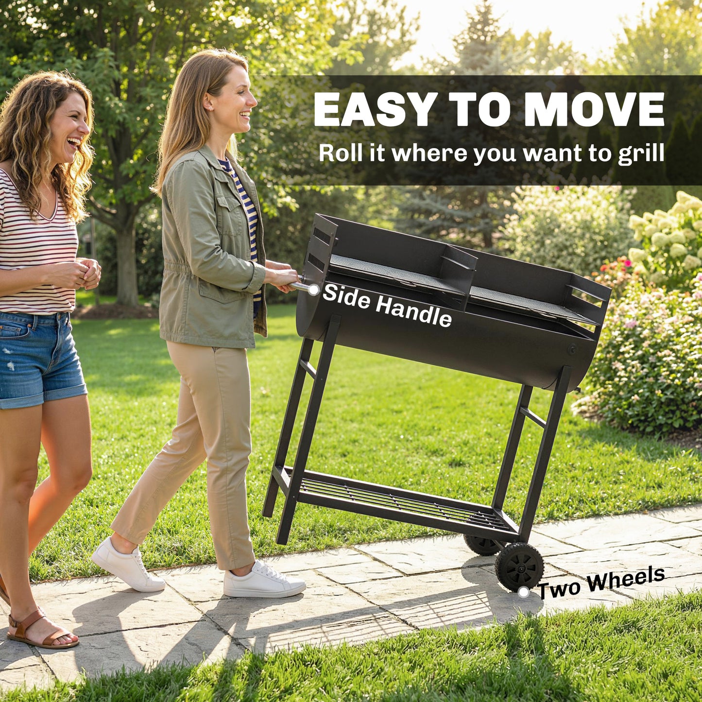 Charcoal Barbecue Grill with 2 Cooking Areas
