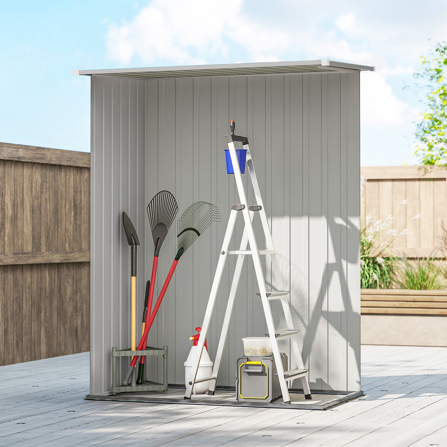 5ft x 3ft Garden Storage Shed, Outdoor Metal Shed with Sloped Roof