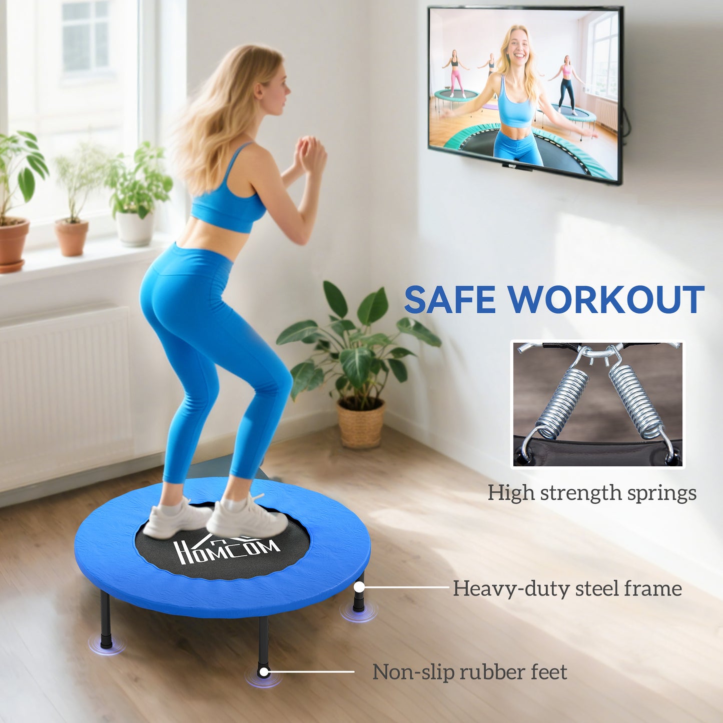 32" Mini Fitness Trampoline Home Gym Yoga Exercise Rebounder Indoor