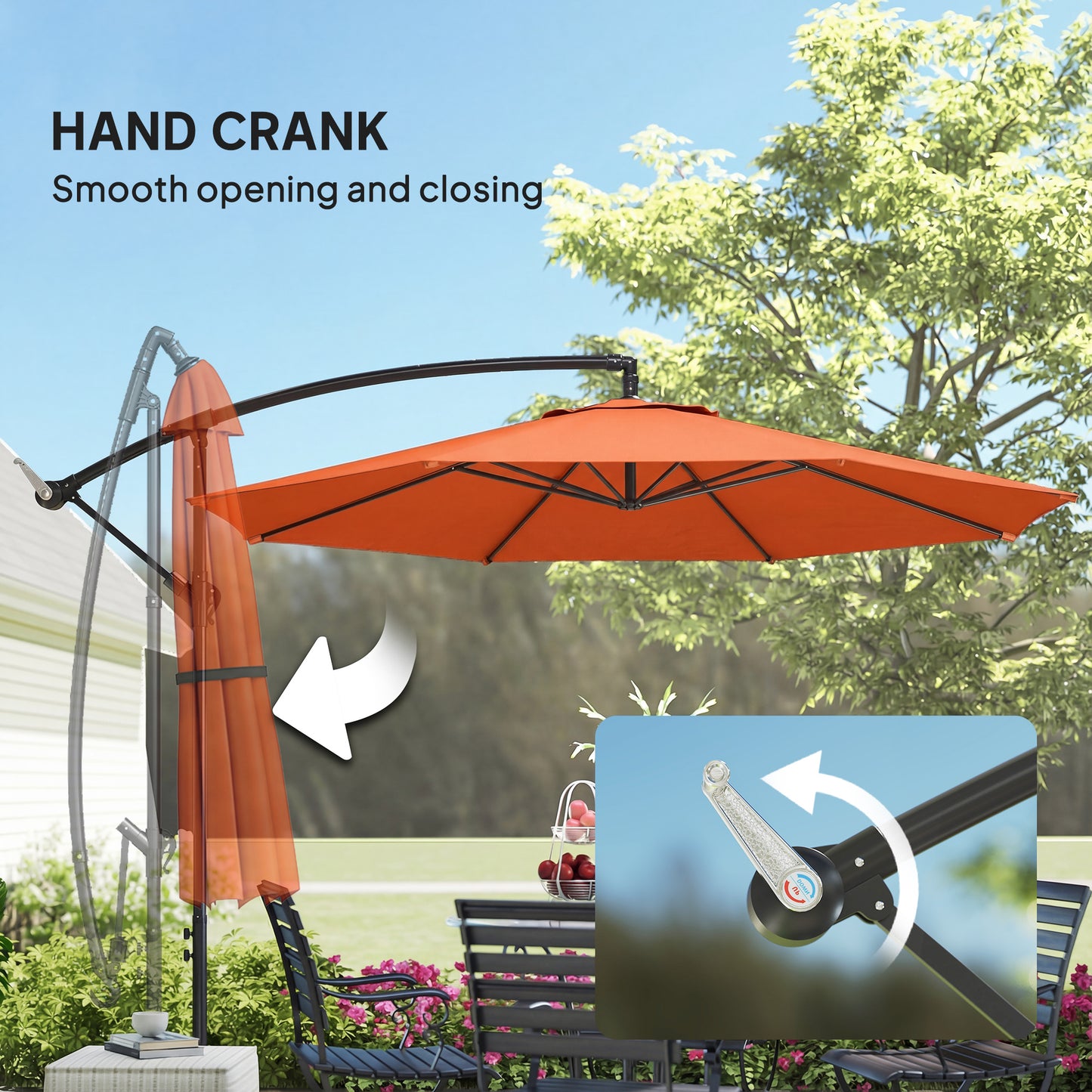 3 m Overhanging Cantilever Parasol, with Cross Base