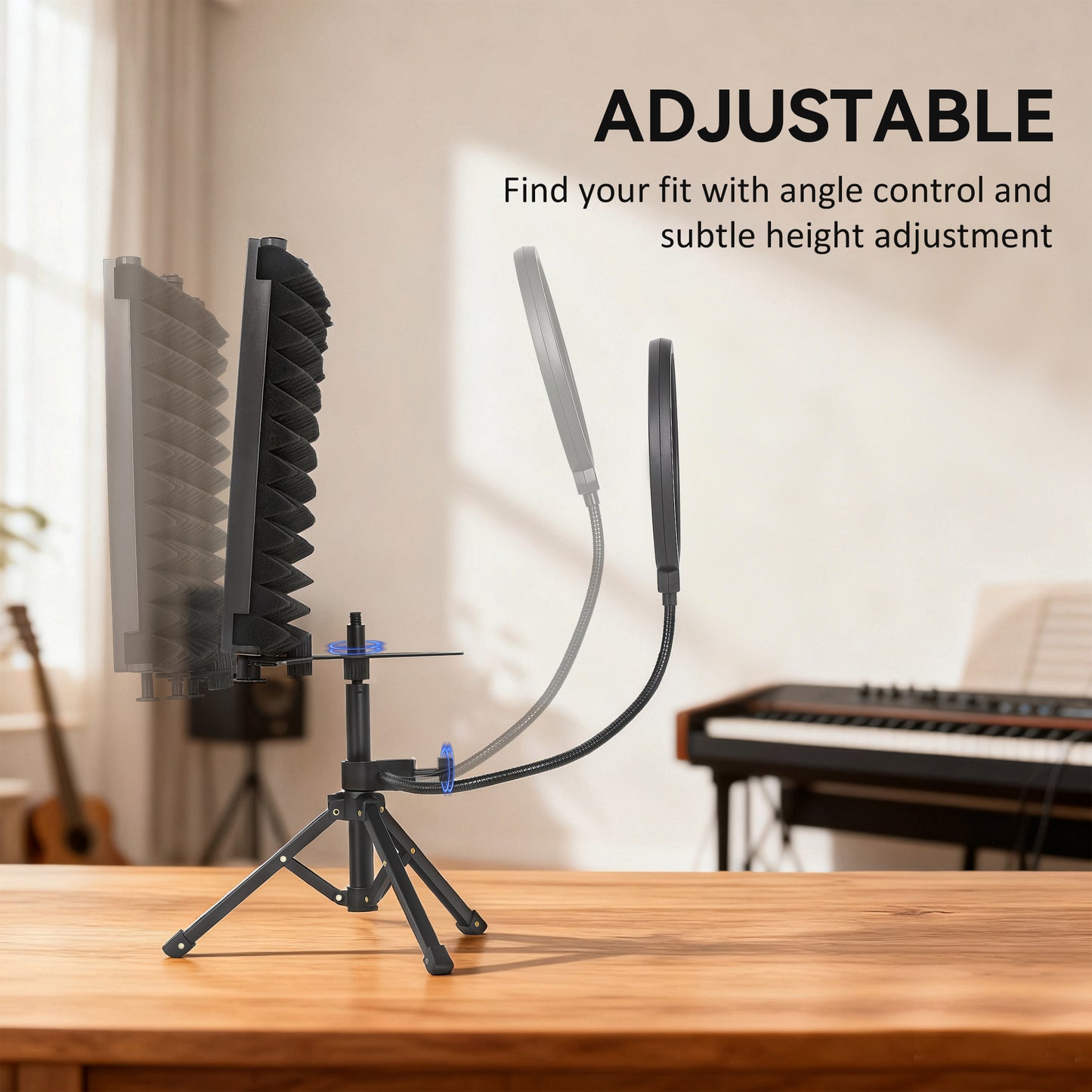 Studio Microphone Isolation Shield with Pop Filter and Tripod Stand