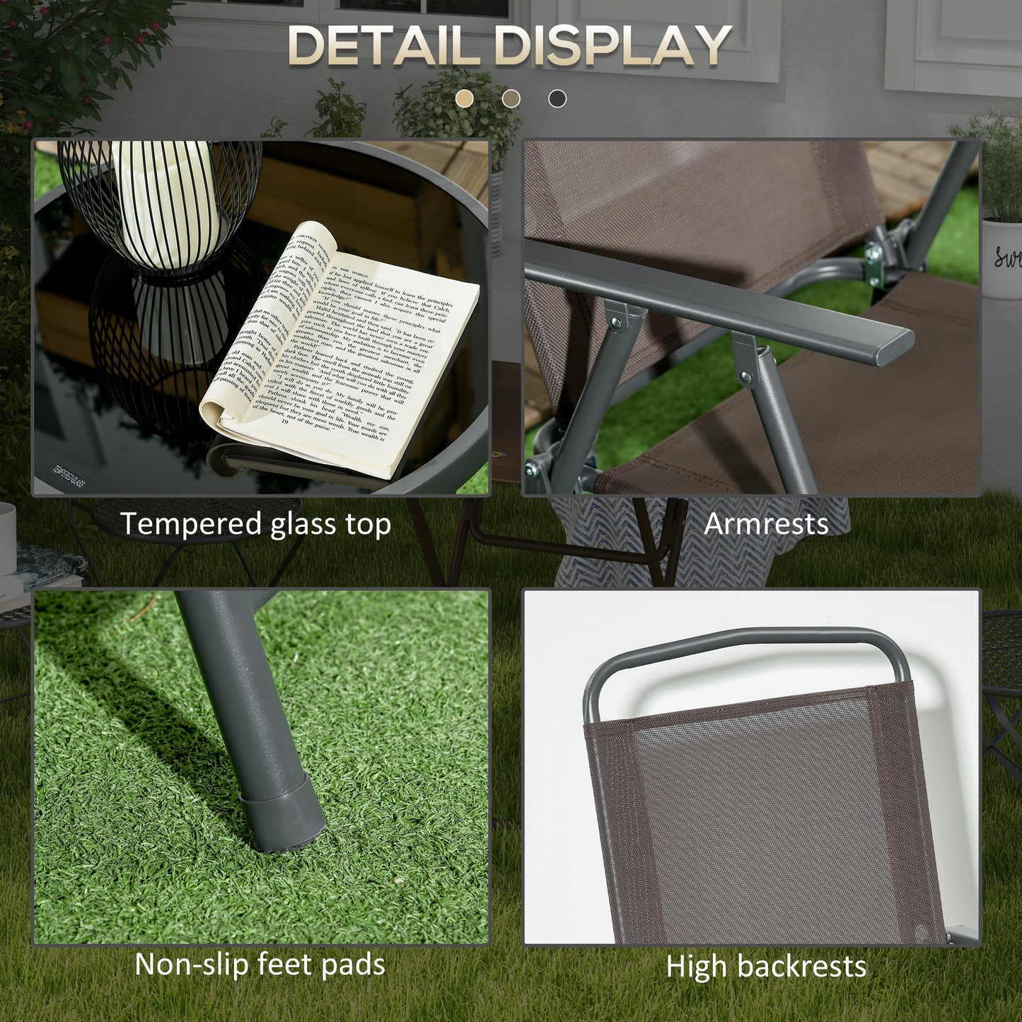 Three-Piece Garden Seat Set, with Glass-Top Table