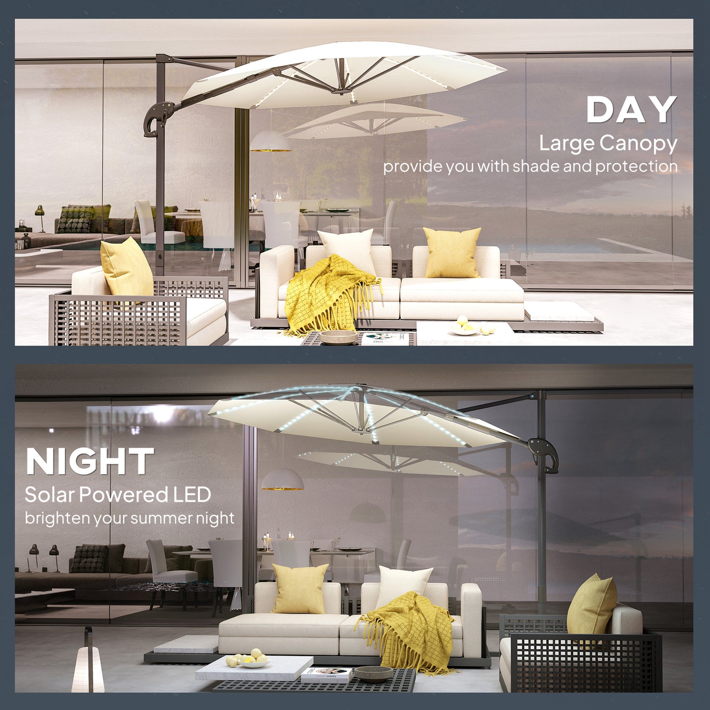 3(m) Cantilever Garden Parasol with Solar Powered Lights