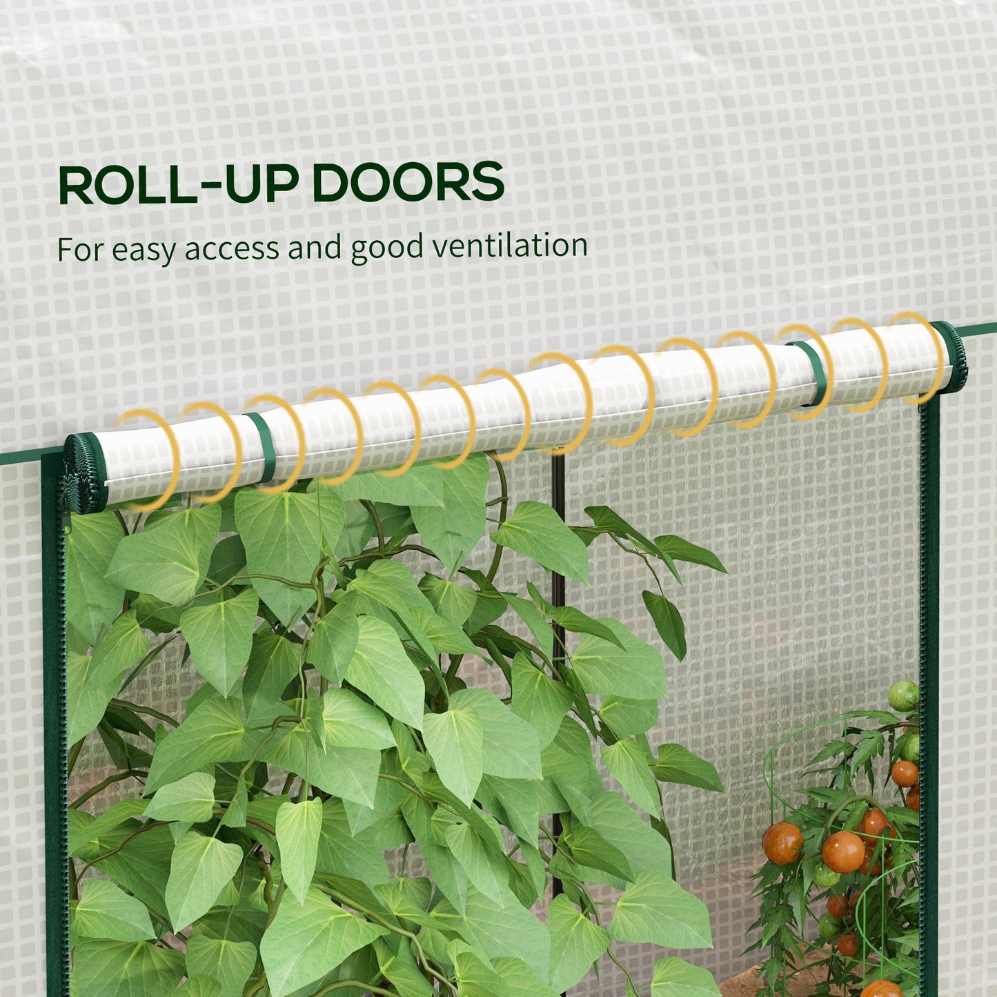 200 x 100cm Walk-In Greenhouse, with Zipped Doors