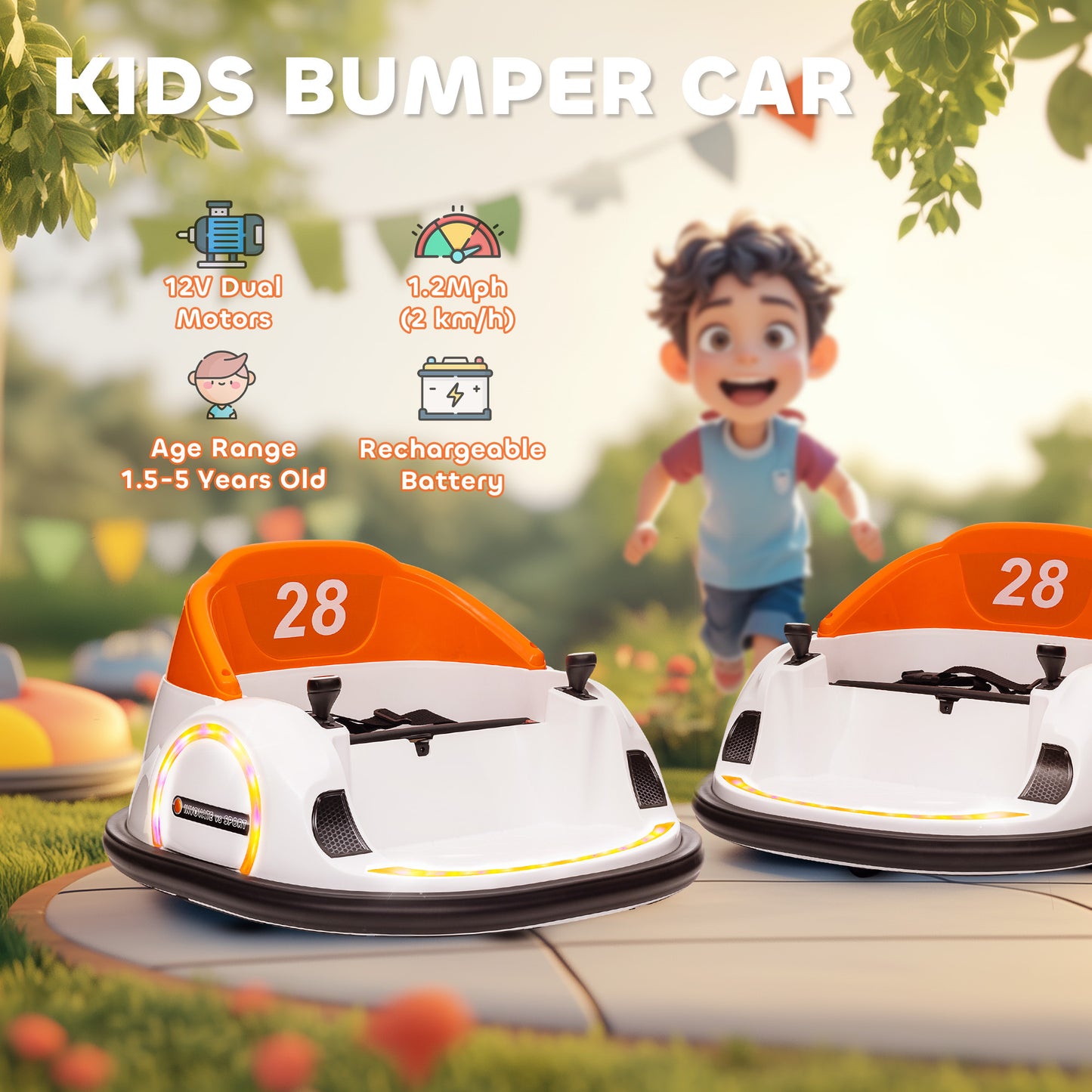 360° Rotation Kids Bumper Car, 12V Waltzer Car with Remote Control