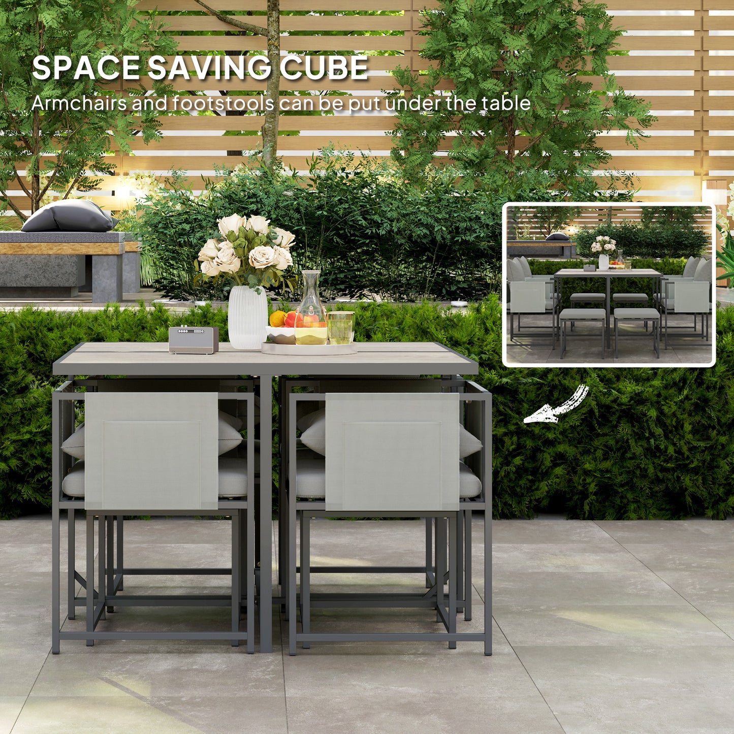 Nine-Piece Steel Frame Garden Dining Set