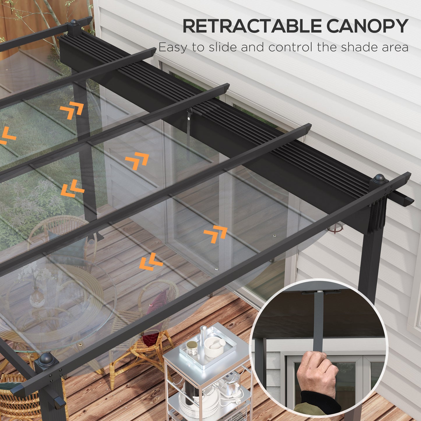 3 x 4m Aluminium Pergola, with Retractable Roof