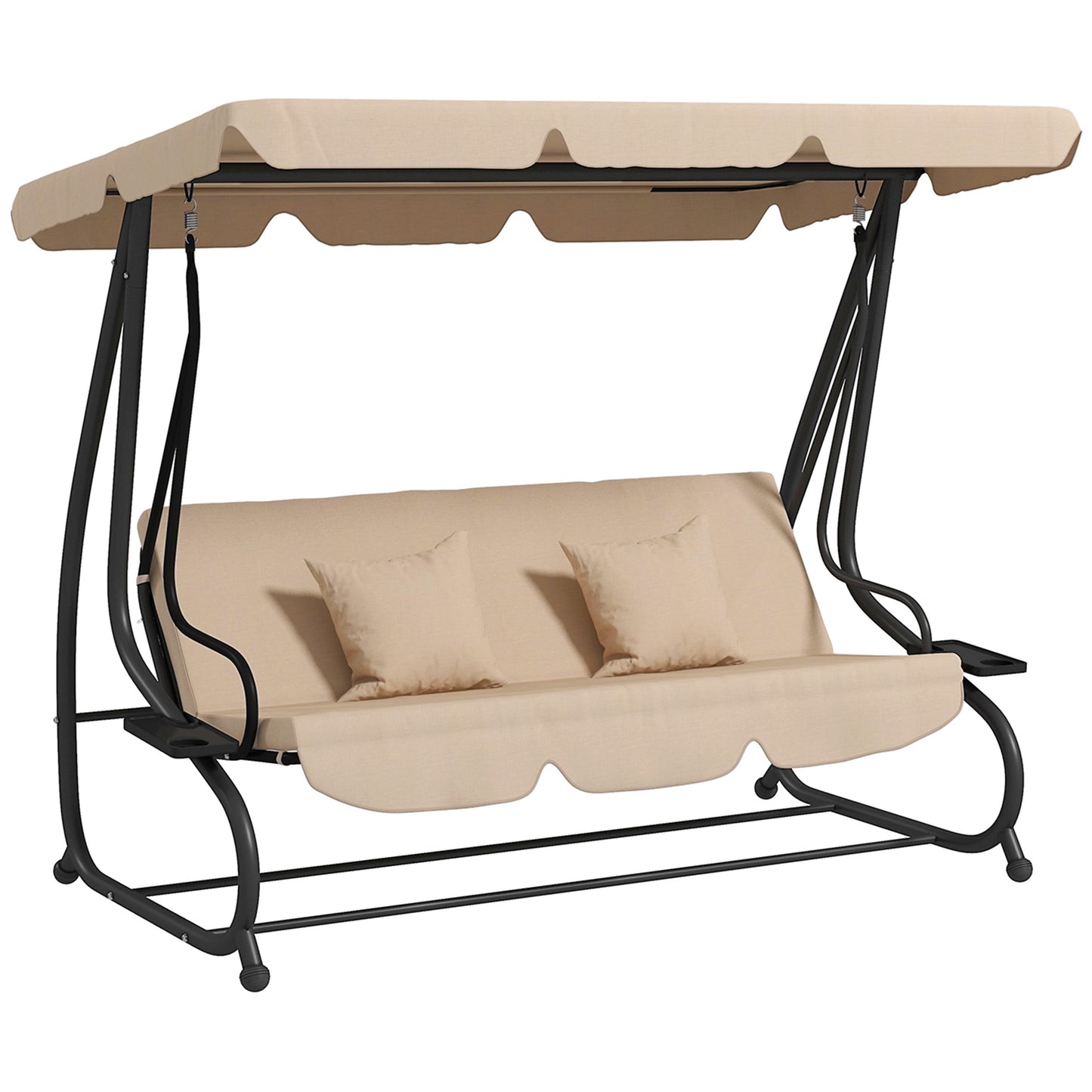 Three-Person garden Swing Chair, with Adjustable Canopy