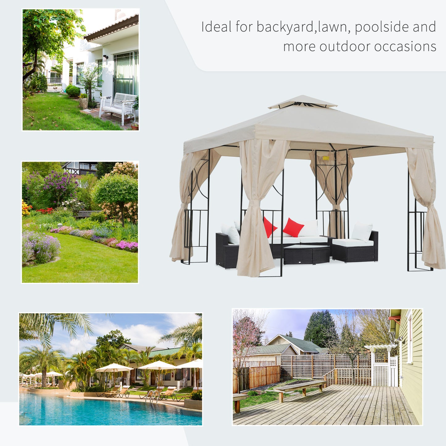 3 x 3 m Garden Gazebo Double Roof Marquee Patio Wedding Party Tent (1)