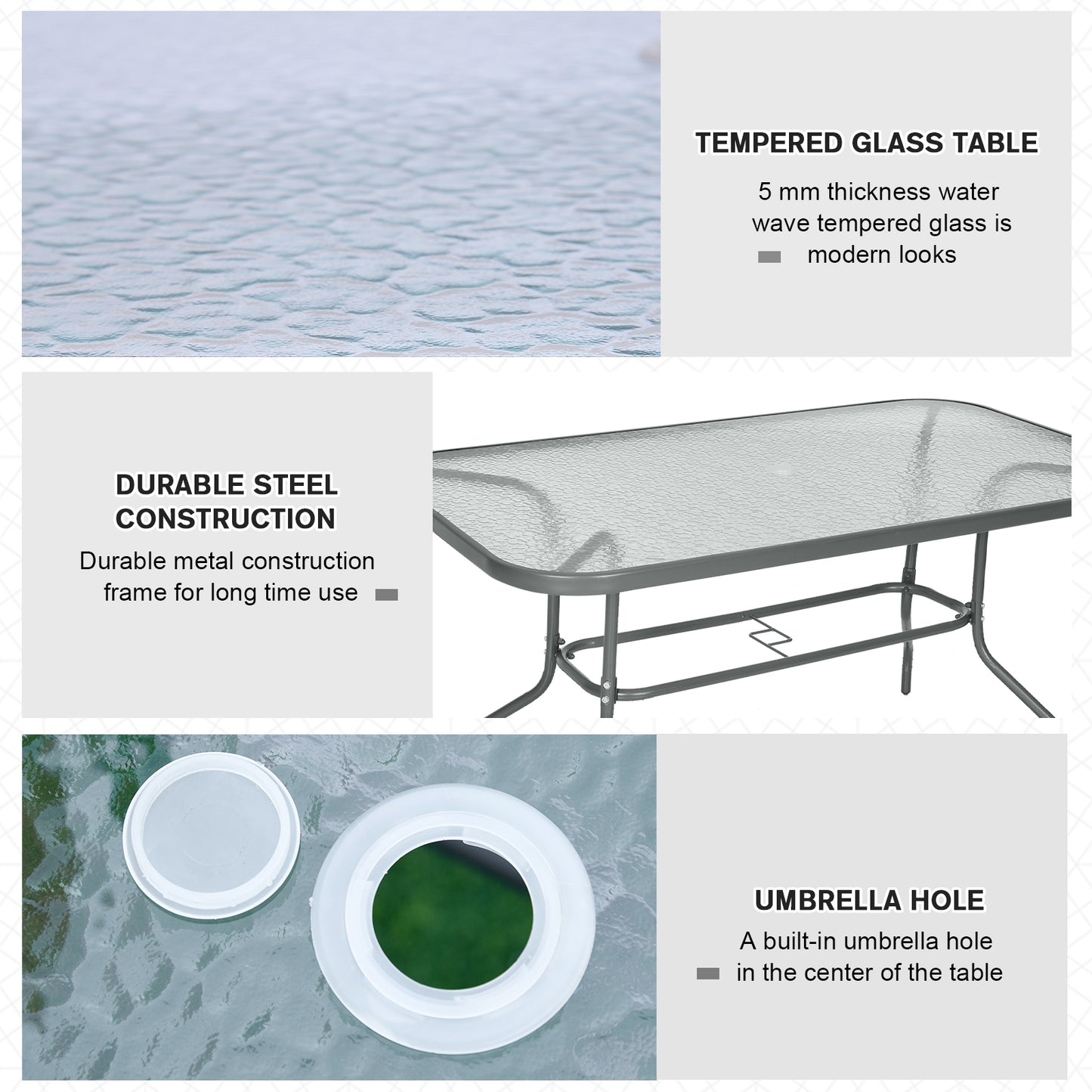 Garden Dining Table Glass Top Metal Frame (1)