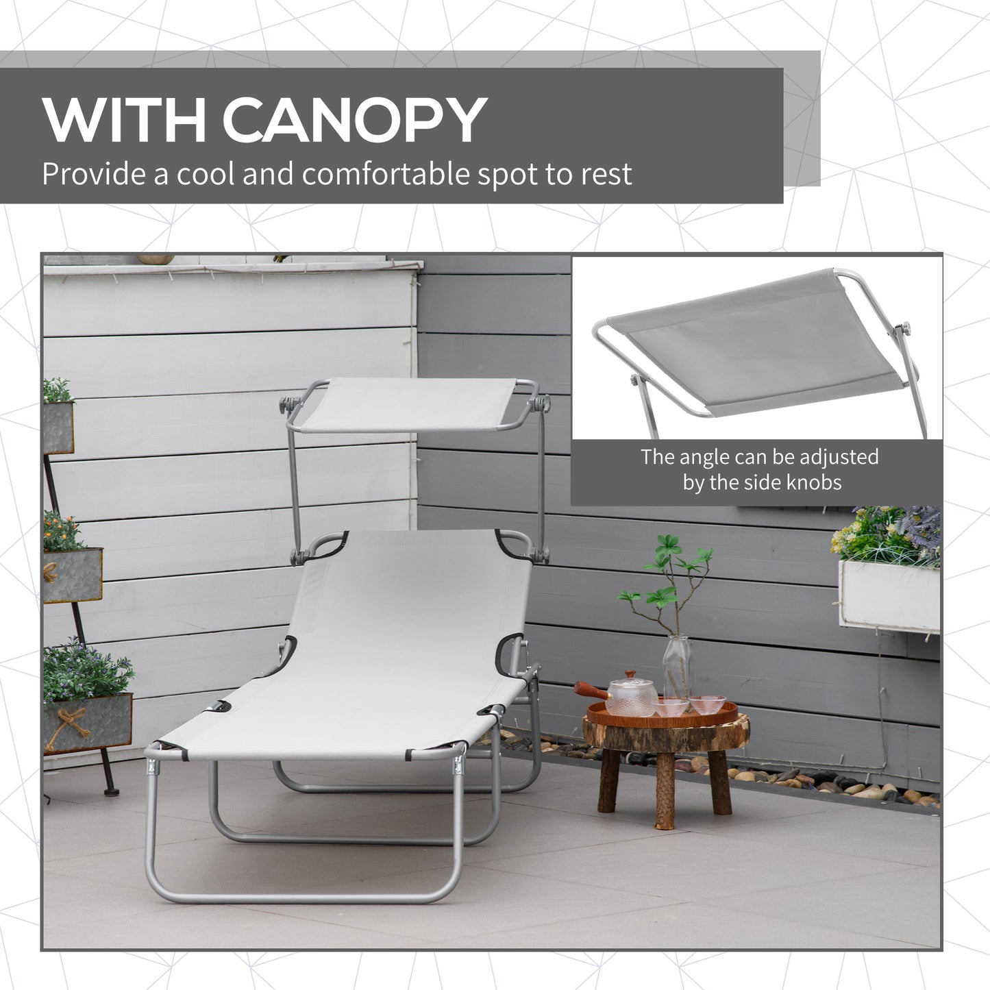 2 Pieces Outdoor Foldable Sun Lounger
