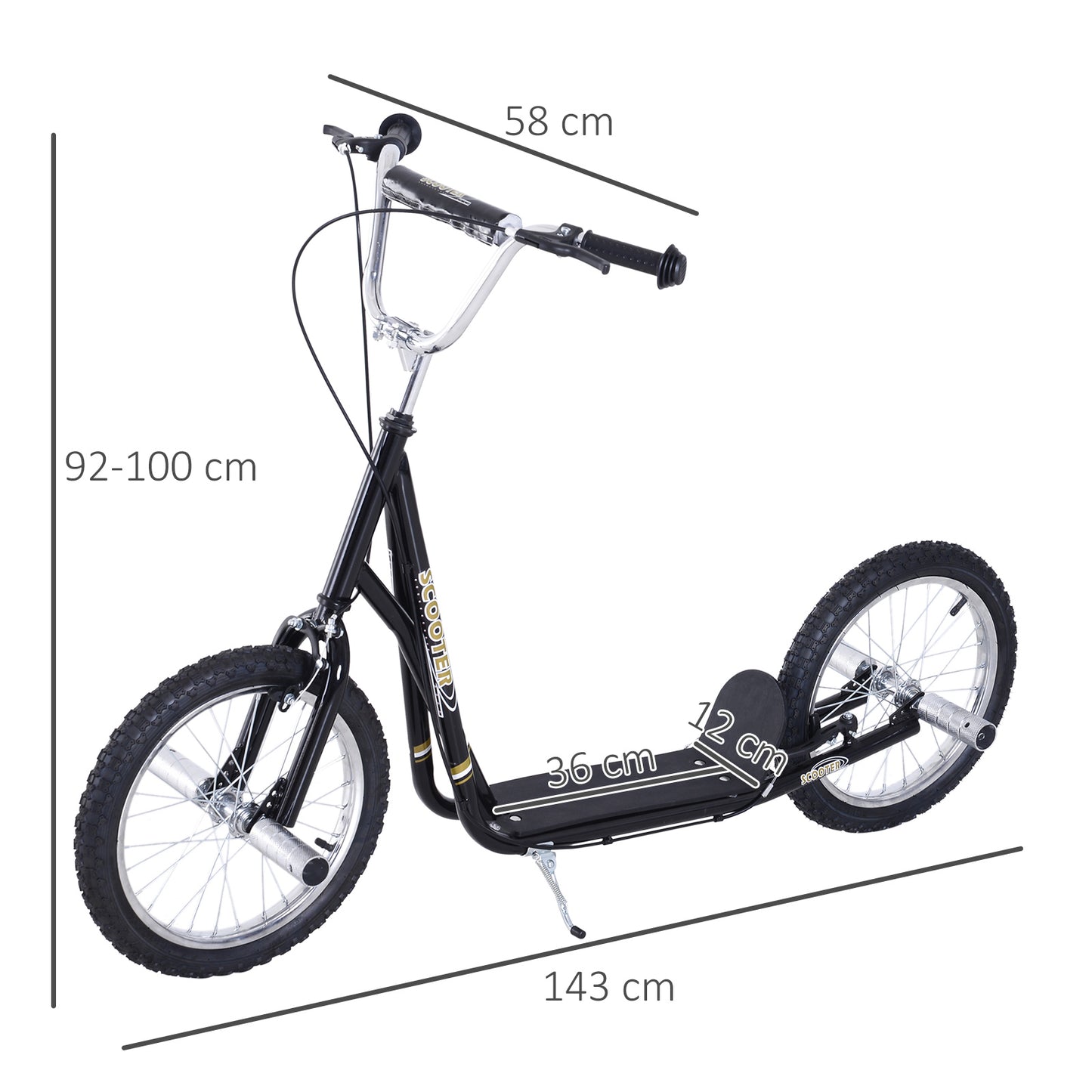 Stunt Scooter, Kids Scooter with 16" Big Wheels, Adjustable Height