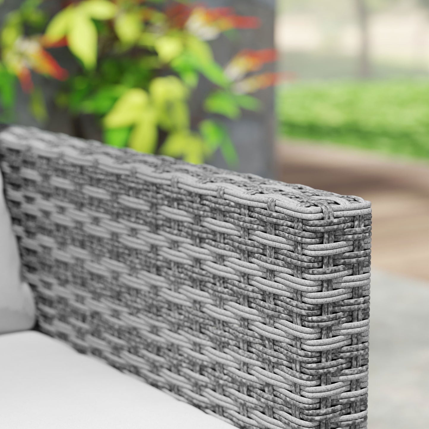 3 Pieces Rattan Bistro Set with 4 Cushions