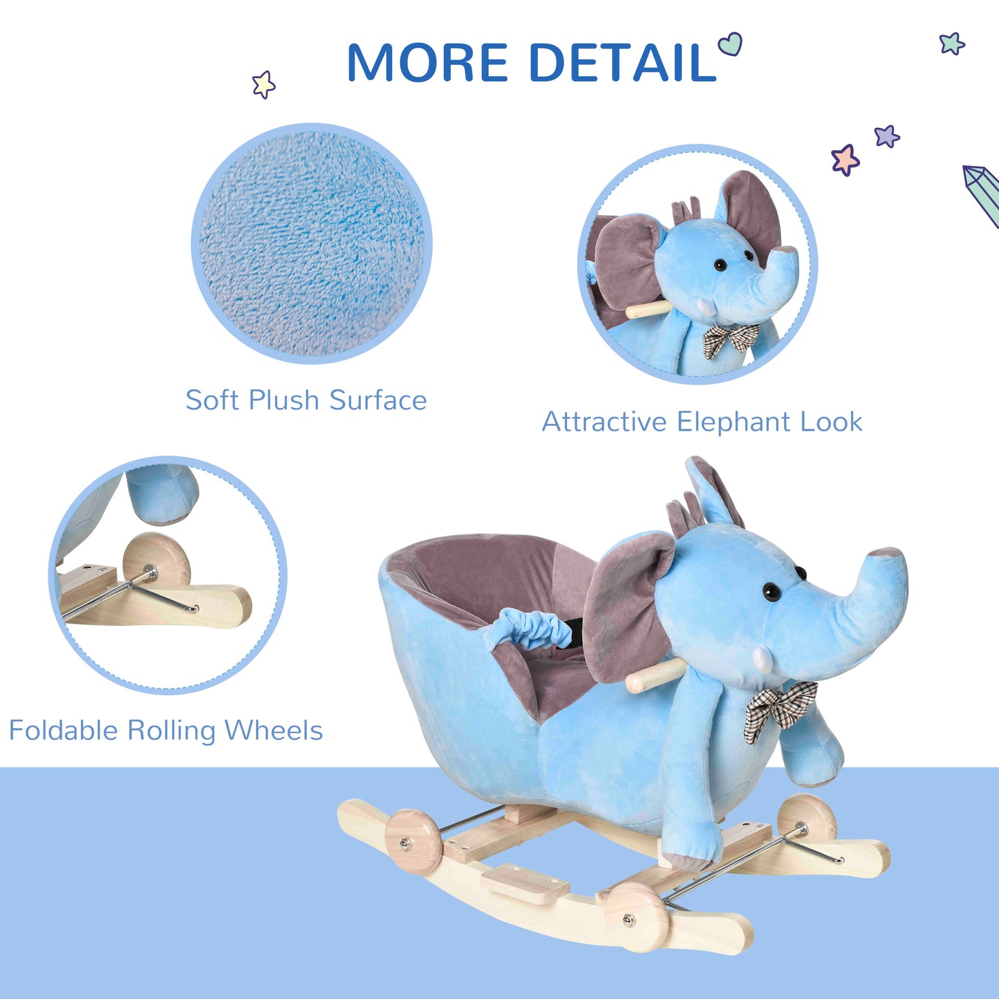 2 In 1 Plush Baby Ride on Rocking Horse Elephant Rocker (1)