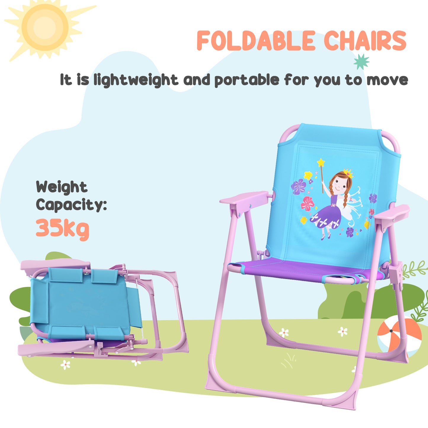 4PCs Kids Garden Furniture Set w/ 2 Seater Garden Swing Chair