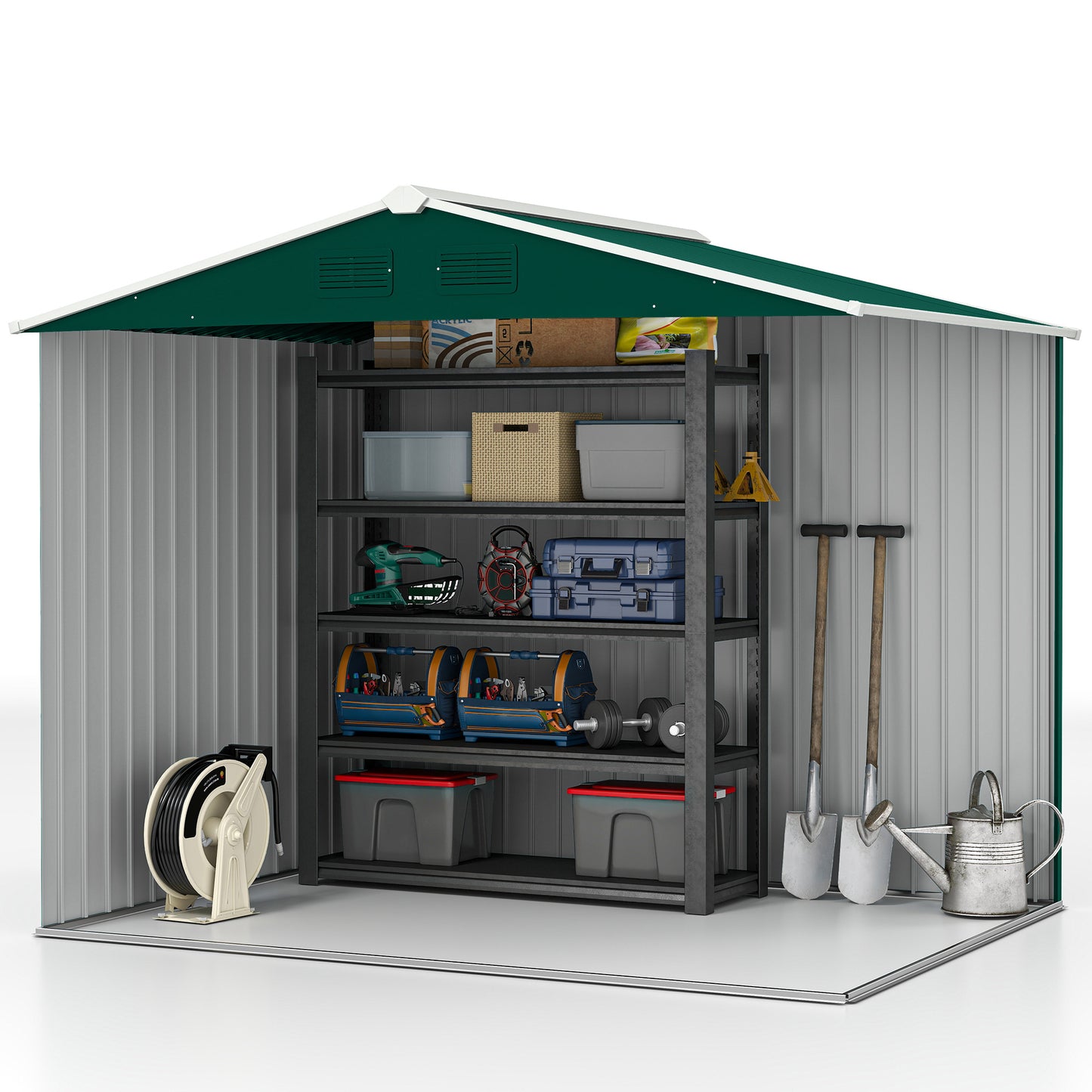 7.7 x 5.7ft Metal Garden Shed with Ventilation Slots