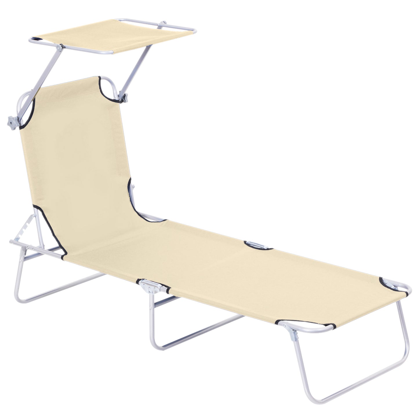 Folding Sun Lounger with Canopy