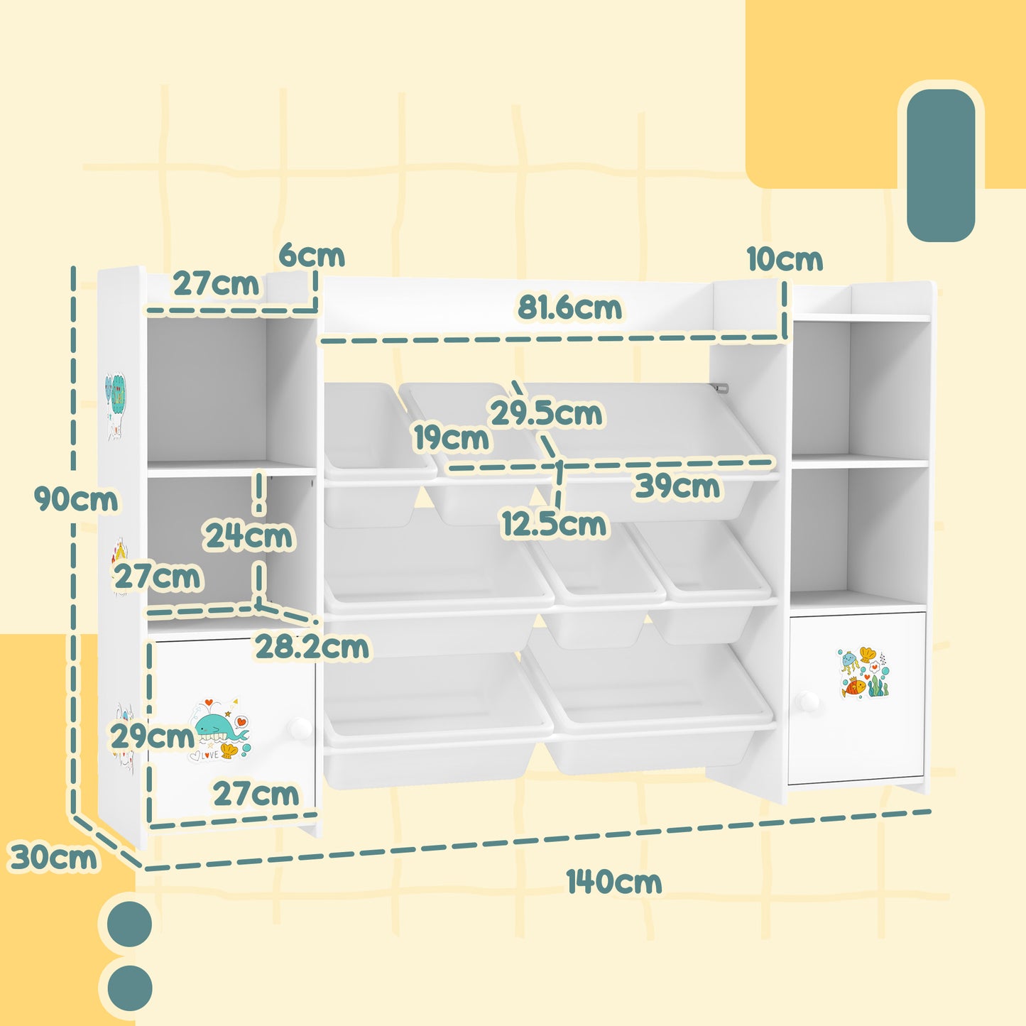Kids Toy Organizers and Storage with 8 Removable Storage Bins