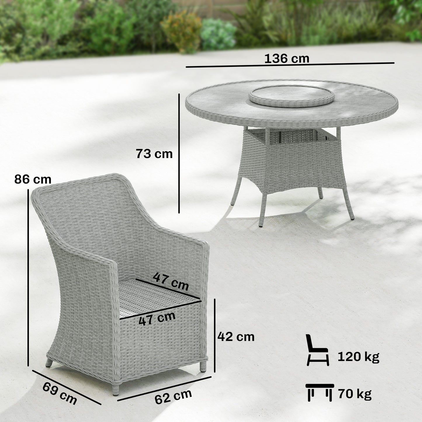 Rattan Dining Set with Turntable