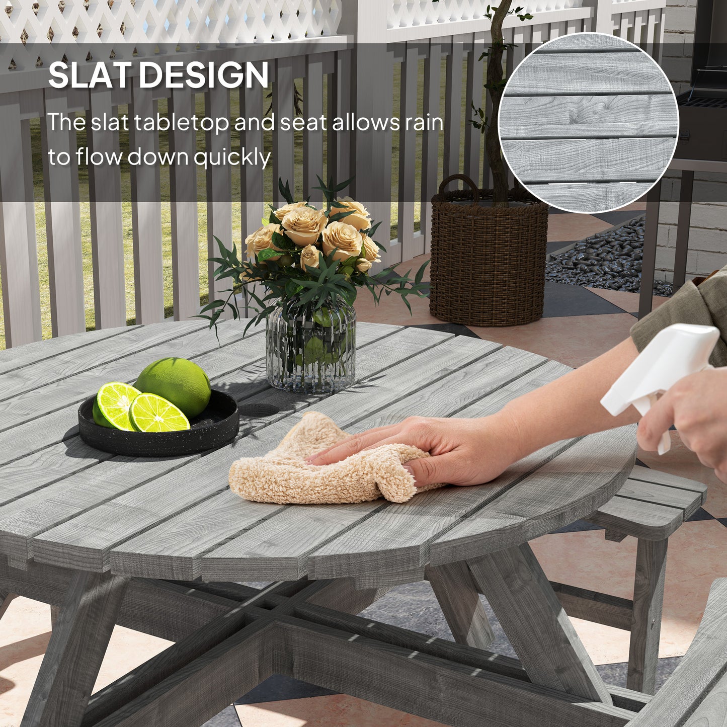 8-Seater Wooden Picnic Set